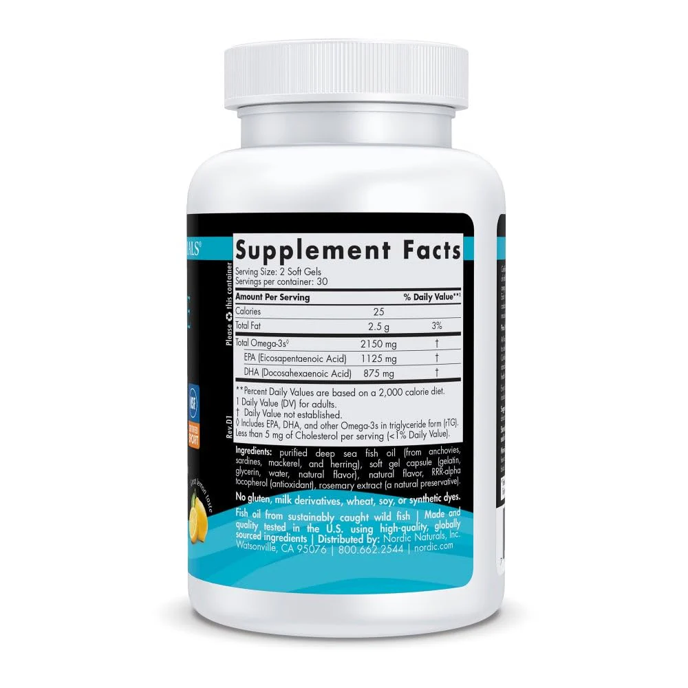 Nordic Naturals Ultimate Omega Sport 2X, Lemon Flavor - 60 Soft Gels - 2150 mg Omega-3 - NSF Certified Fish Oil with EPA & DHA - Heart & Muscle Health, Recovery - Non-GMO - 30 Servings - Image 8
