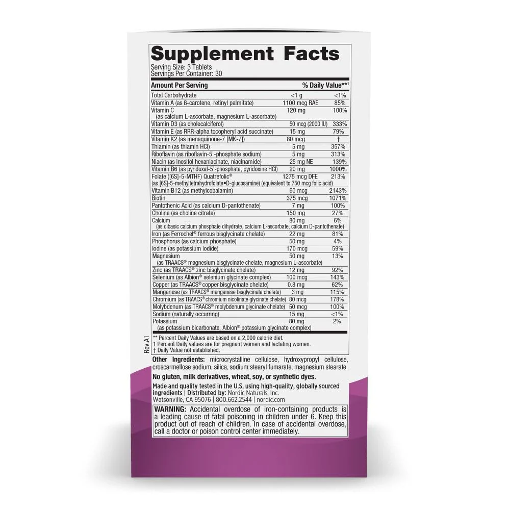 Nordic Naturals Vegetarian Prenatal Multivitamin Minis - 90 Easy to Swallow Tablets - Highly Absorbable Multivitamin and Mineral Supplement to Support Pregnancy - Non-GMO, 30 Servings - Image 8