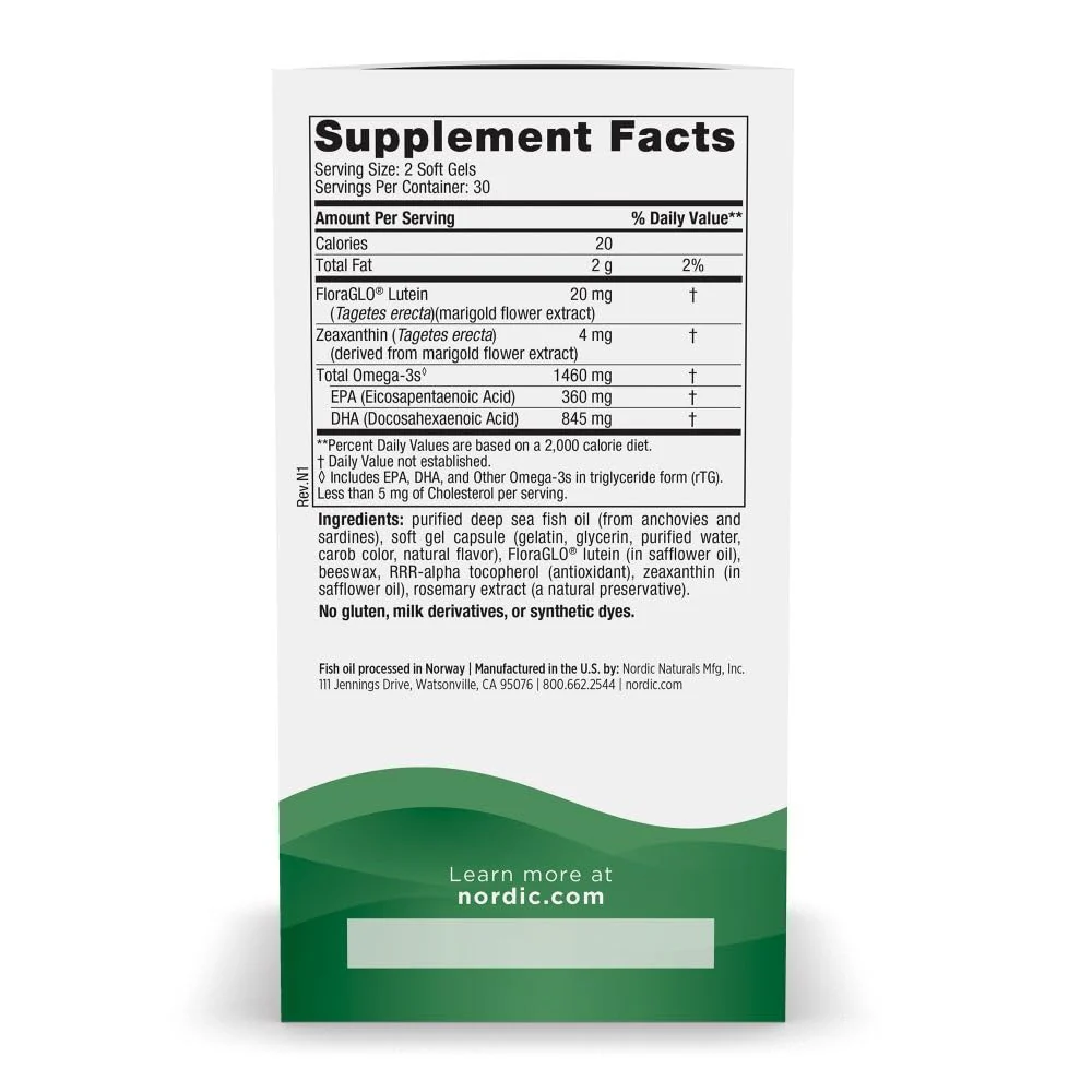 Nordic Naturals Vision Support, Lemon - 60 Soft Gels - with Zeaxanthin and FloraGLO Lutein, for Healthy Eyes and Vision - 30 Servings - Image 8