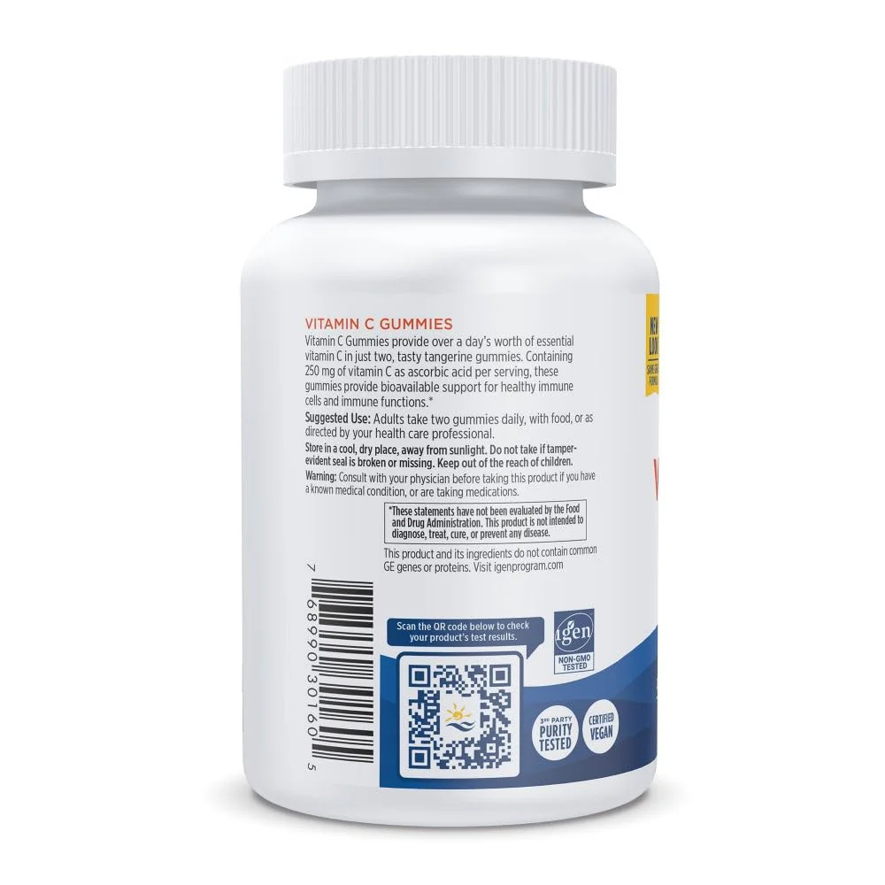 Nordic Naturals Vitamin C Gummies, Tart Tangerine - 60 Gummies - 250 mg Vitamin C - Immune Support, Antioxidant Protection, Child Growth & Development - Non-GMO, Vegan - 30 Servings - Image 6