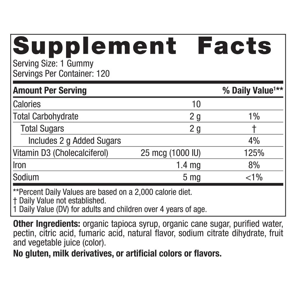 Nordic Naturals Vitamin D3 Gummies, Wild Berry - 120 Gummies - 1000 IU Vitamin D3, 1.4 mg Iron - Great Taste - Healthy Bones, Mood & Immune System Function - Non-GMO - 120 Servings - Image 7