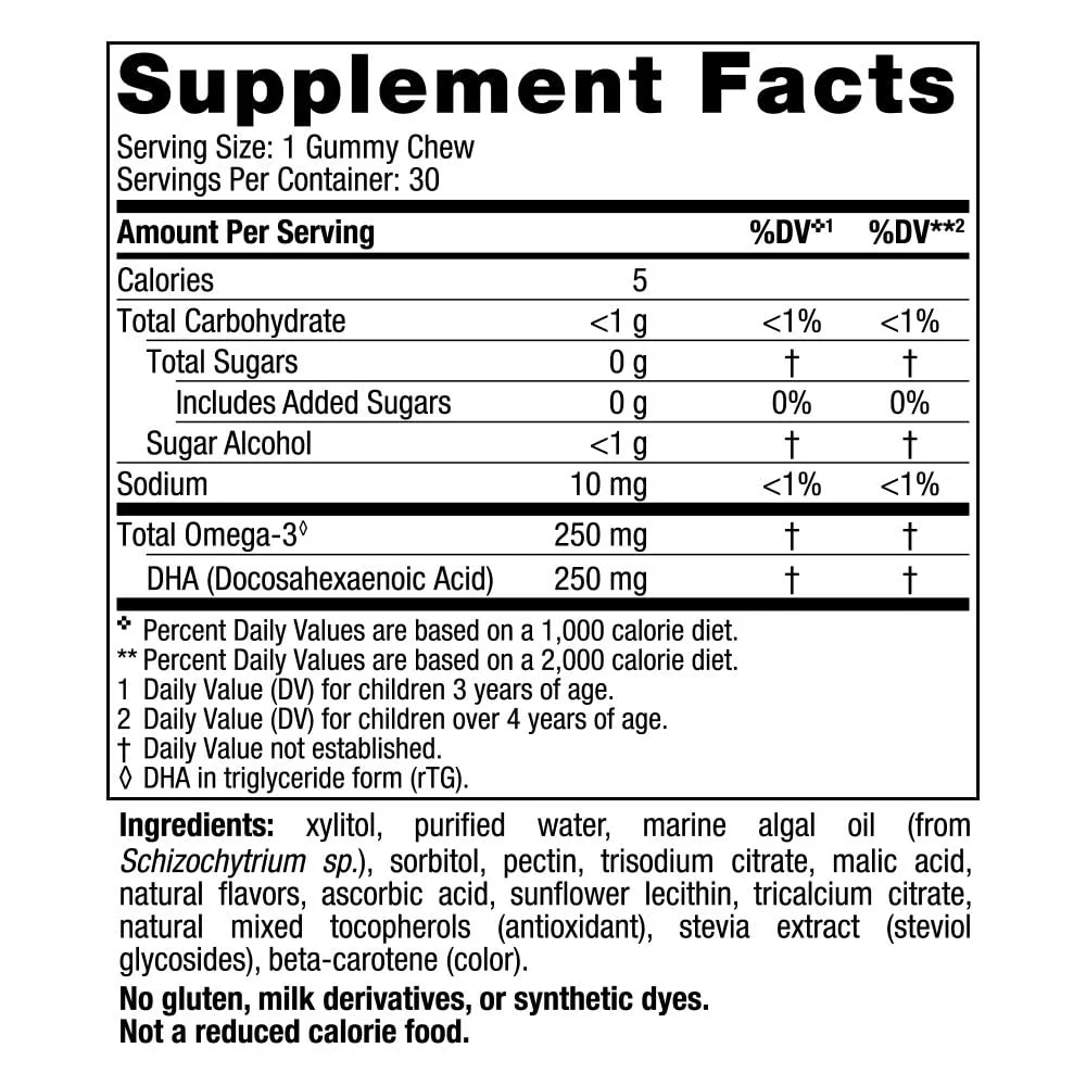 Nordic Naturals Zero Sugar Children’s DHA Vegetarian Gummy Chews - Passion Fruit Lemon Flavor - 30 Gummies - Vegan Algae Oil Omega-3 Supplement for Kids Brain & Cognition Support - 30 Servings - Image 7