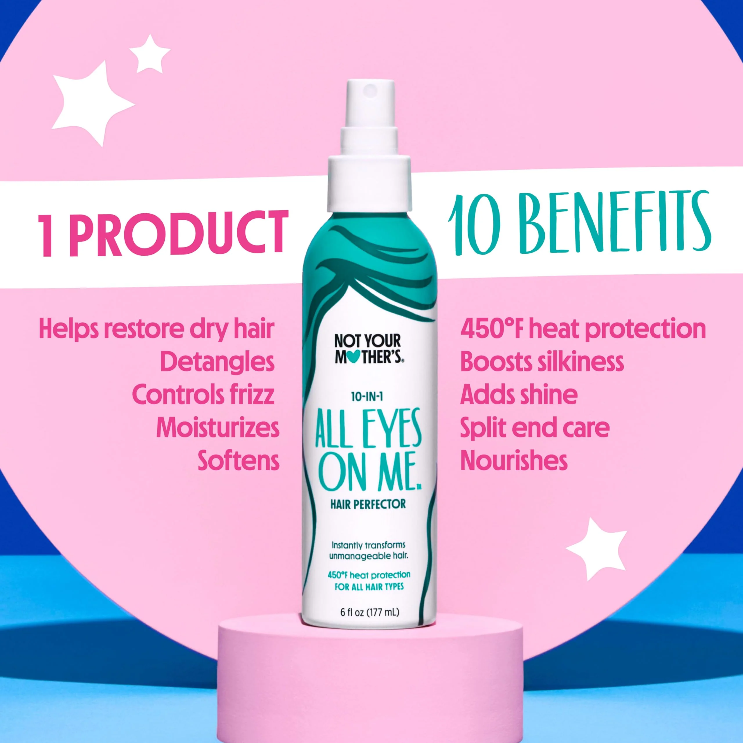 Not Your Mother's All Eyes On Me 10-in-1 Hair Perfector (3-Pack) - 6 fl oz - Heat Protectant for Hair - Moisturizing Detangler Spray and Frizz Control - Image 8