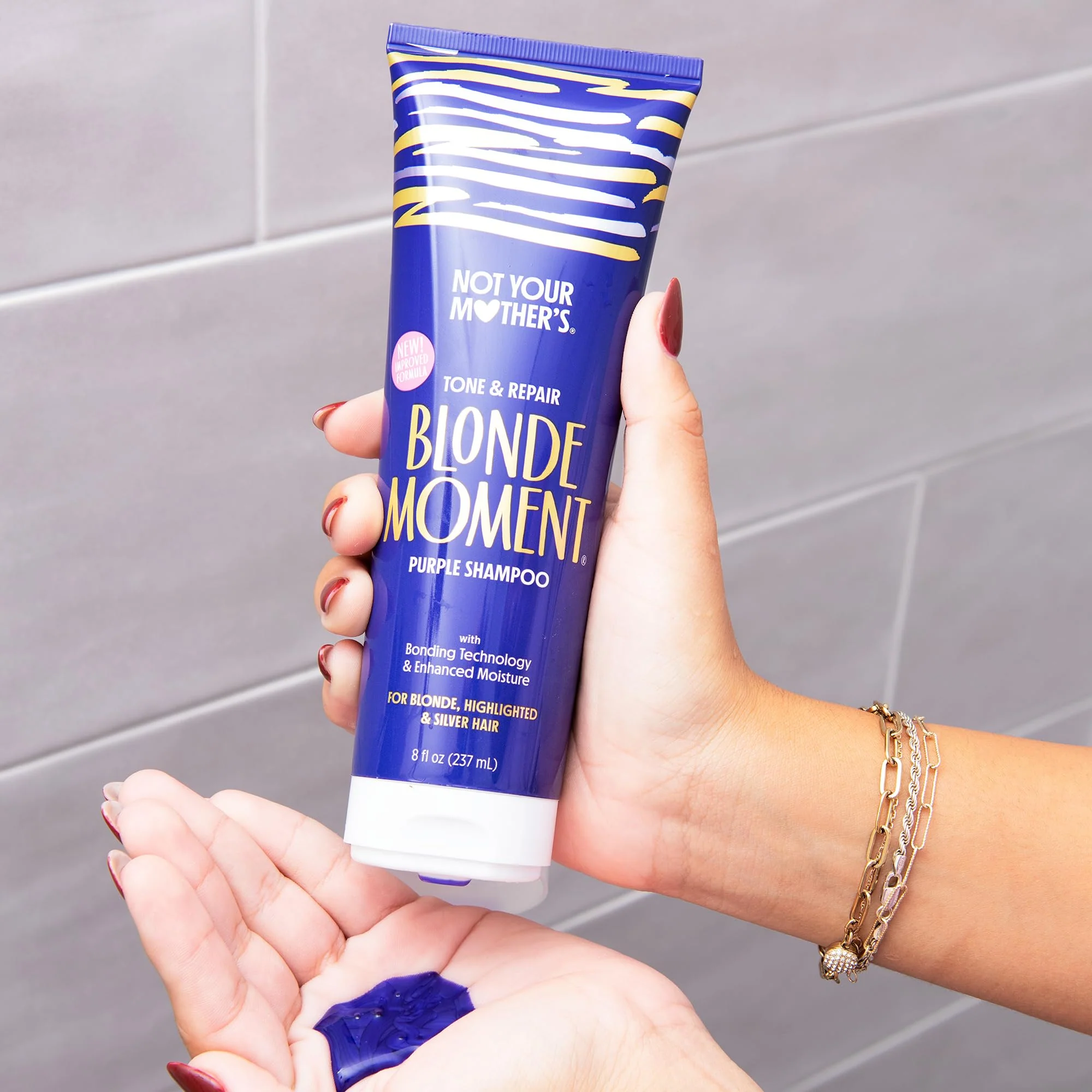Not Your Mother's Blonde Moment Purple Shampoo and Conditioner (2-Pack) - 8 fl oz - Ideal for Blonde, Highlighted Brunette, Silver Hair - Helps with Bonding, Anti-Brass Toning, Repair, and Hydration - Image 8