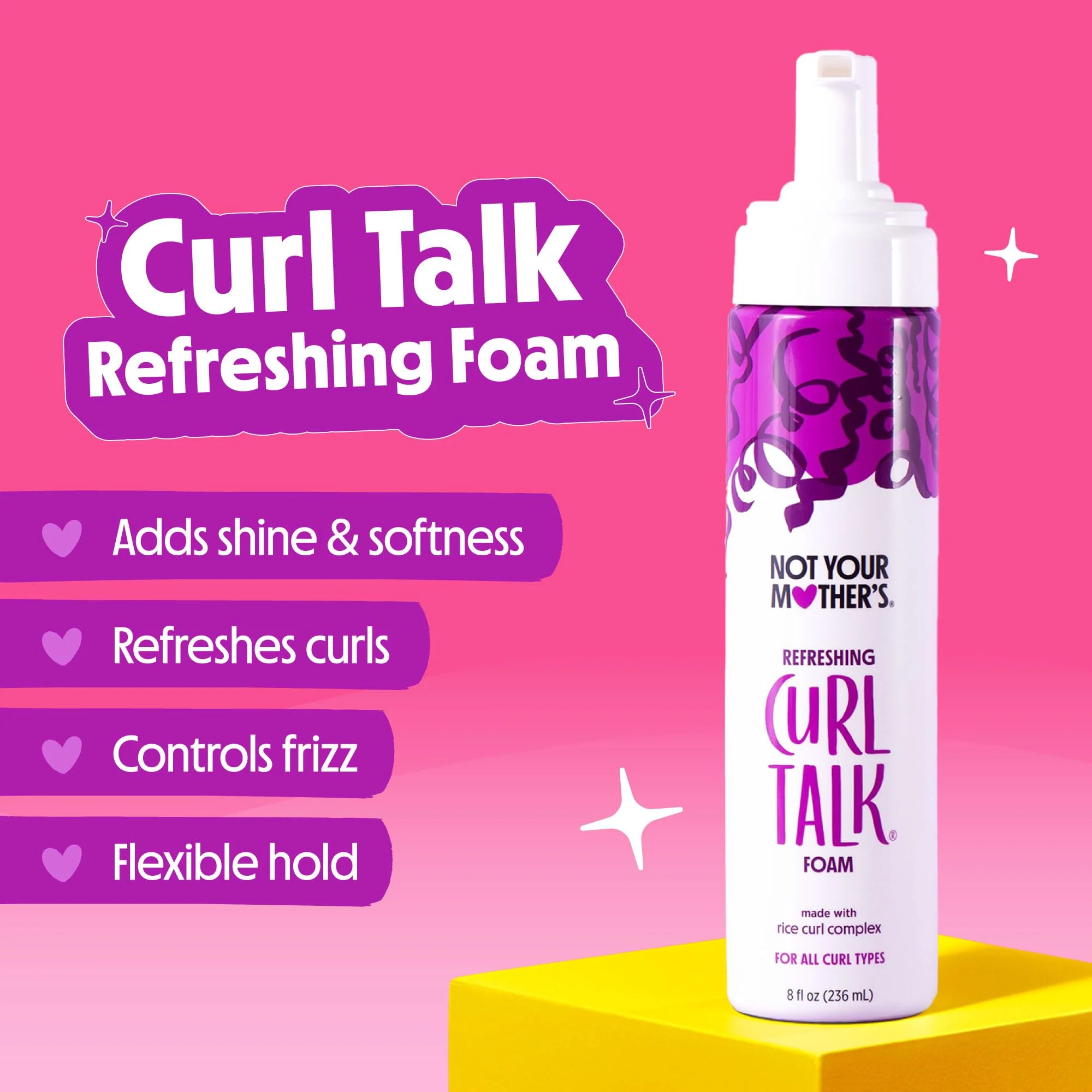 Not Your Mother's Curl Talk Frizz Control Sculpting Gel, Defining Cream, and Refreshing Curl Foam (3-Pack) - 6 and 8 fl oz - Formulated with Rice Curl Complex - For All Curly Hair Types - Image 4