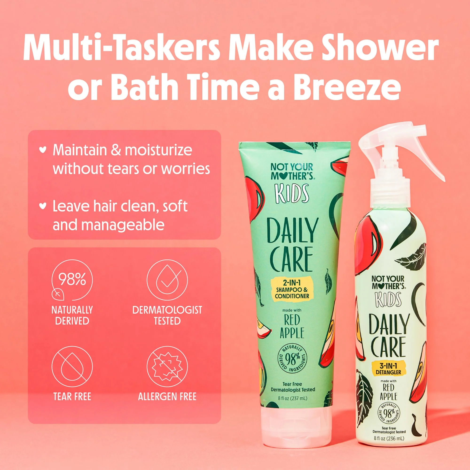 Not Your Mother's Kids Daily Care 2-In-1 Shampoo & Conditioner and 3-In-1 Detangler (2-Pack) - Hair Products for Kids - Ideal for All Hair Types - Image 6