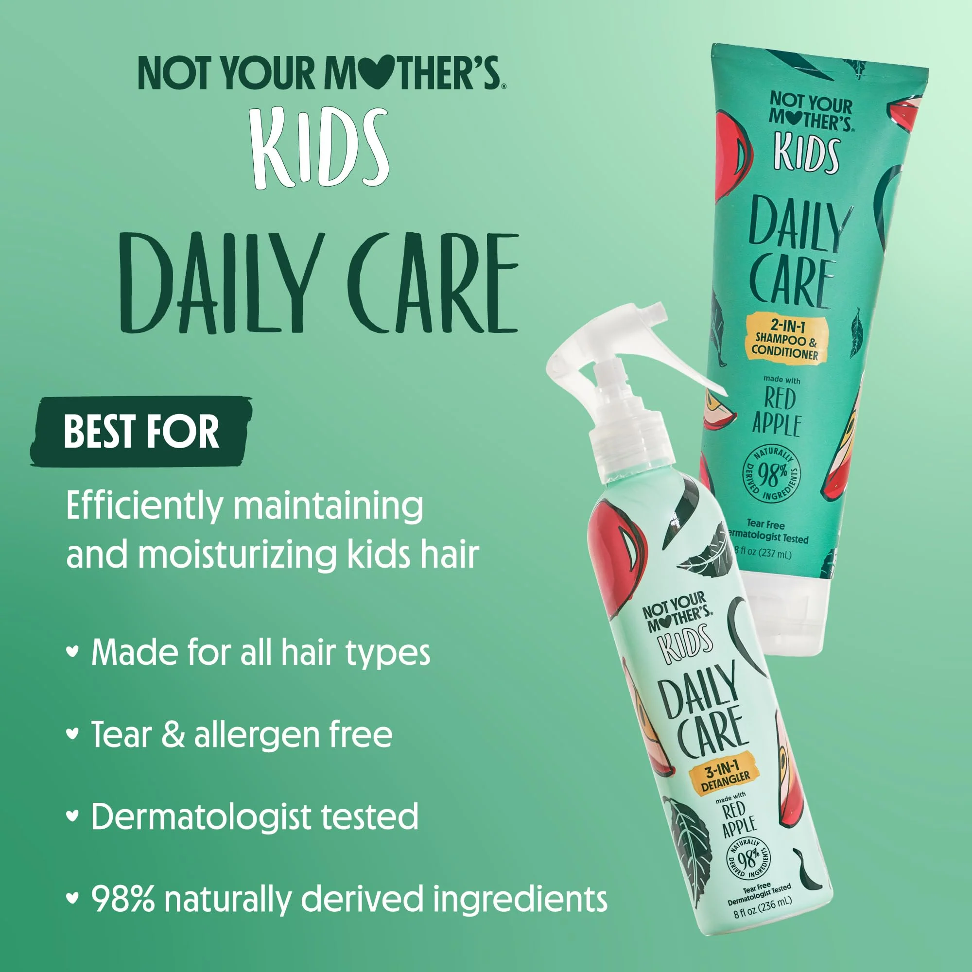 Not Your Mother's Kids Daily Care 2-In-1 Shampoo & Conditioner and 3-In-1 Detangler (2-Pack) - Hair Products for Kids - Ideal for All Hair Types - Image 9