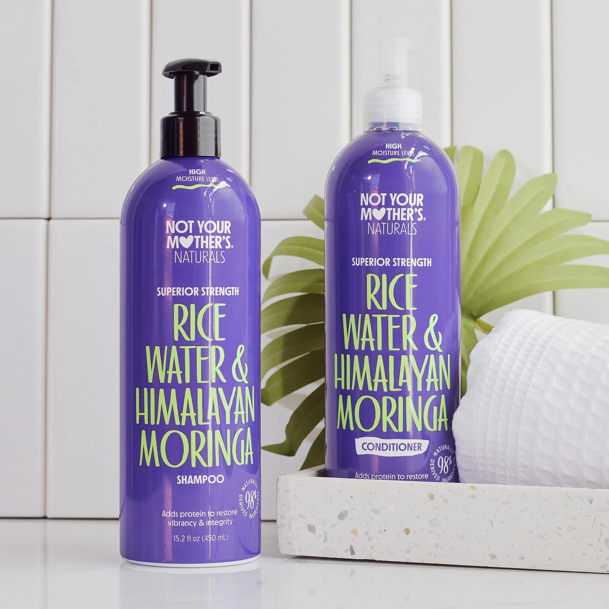 Not Your Mother's Naturals Superior Strength Shampoo & Conditioner Set - 15.2 fl oz - Sulfate-Free Hair Products - Rice Water & Himalayan Moringa - Image 4