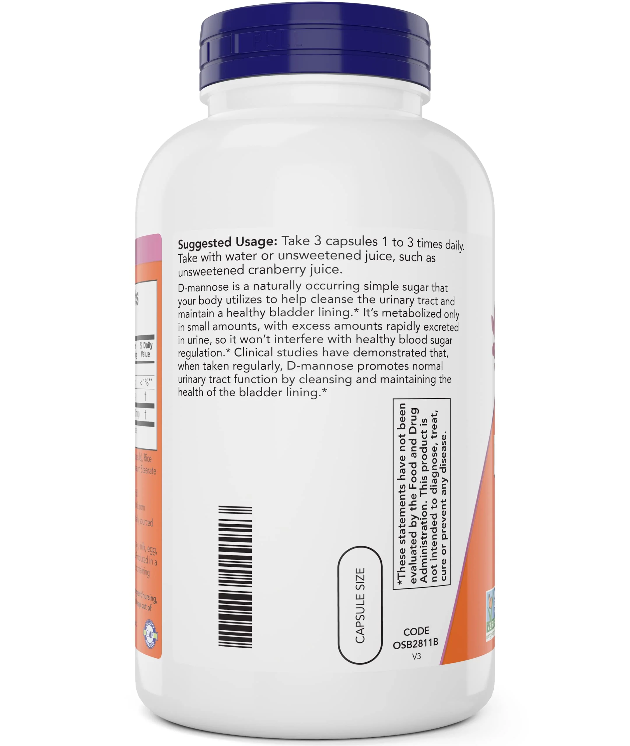 Now D-Mannose 500 mg, 300 Capsules - Vegan, Non GMO Supplement for Women and Men - Supports Healthy Urinary Tract, Cleanses The Bladder - Image 2