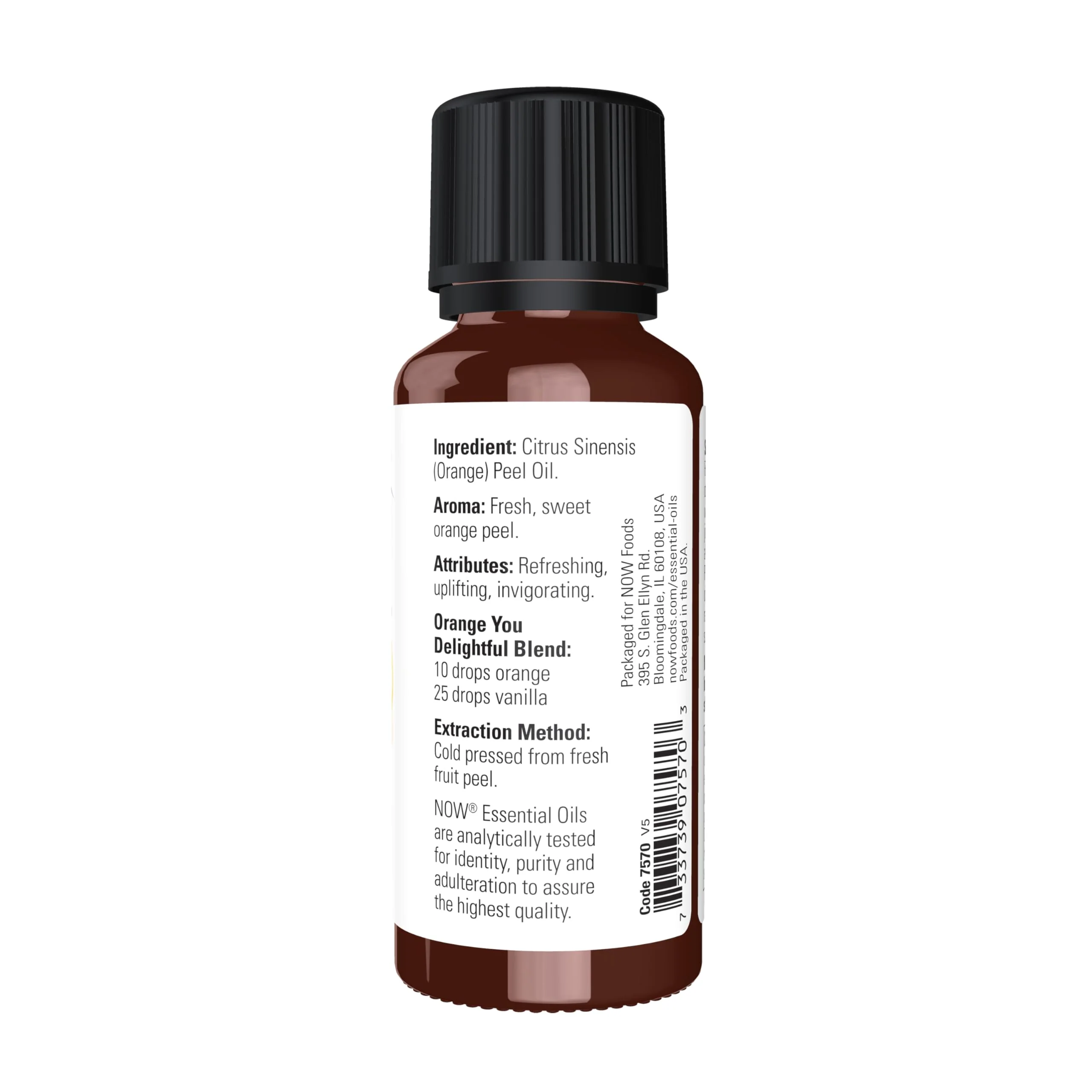 NOW Essential Oils, Orange Oil, Uplifting Aromatherapy Scent, Cold Pressed, 100% Pure, Vegan, Child Resistant Cap, 1-Ounce - Image 6