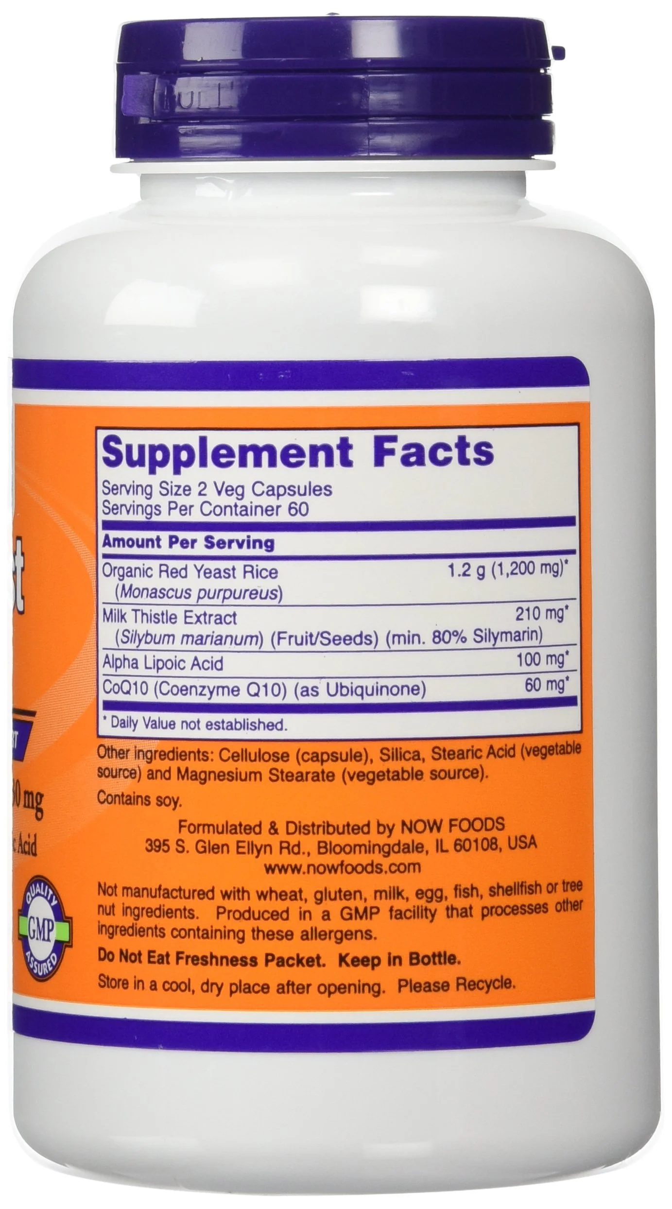 NOW Foods 600mg Red Yeast Rice & 30mg Coq10, 120 caps (pack of 2) - Image 6