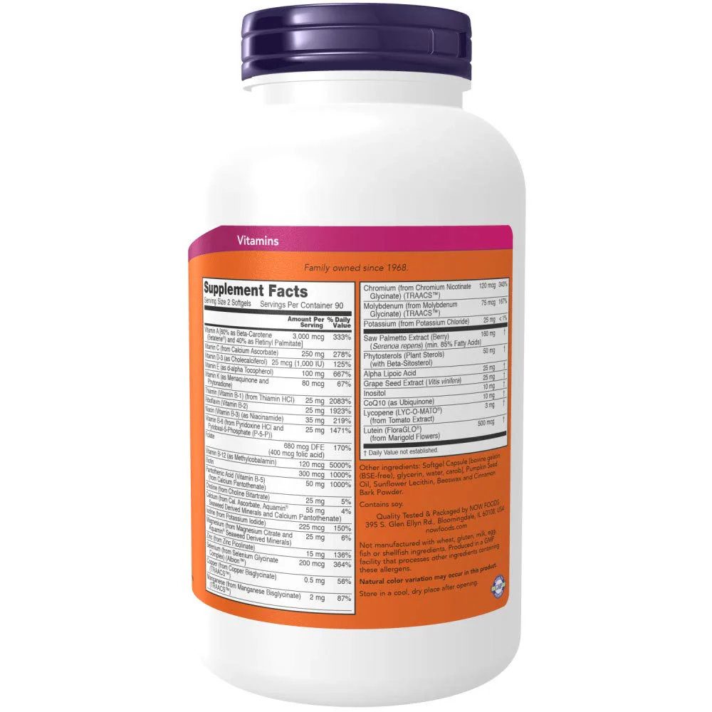 NOW Foods AdamTM Men's Multiple Vitamin -Softgels,180 Count (Pack of 1) - Image 9