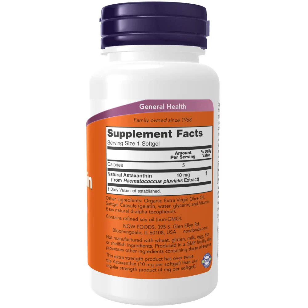 NOW Foods Astaxanthin 10mg 60 SoftGels (2 Pack) - Image 8