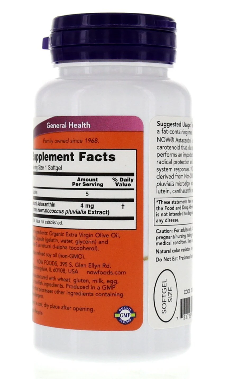 NOW Foods Astaxanthin 4mg 90 Softgels (Cellular Protection) (Pack of 2) - Image 6