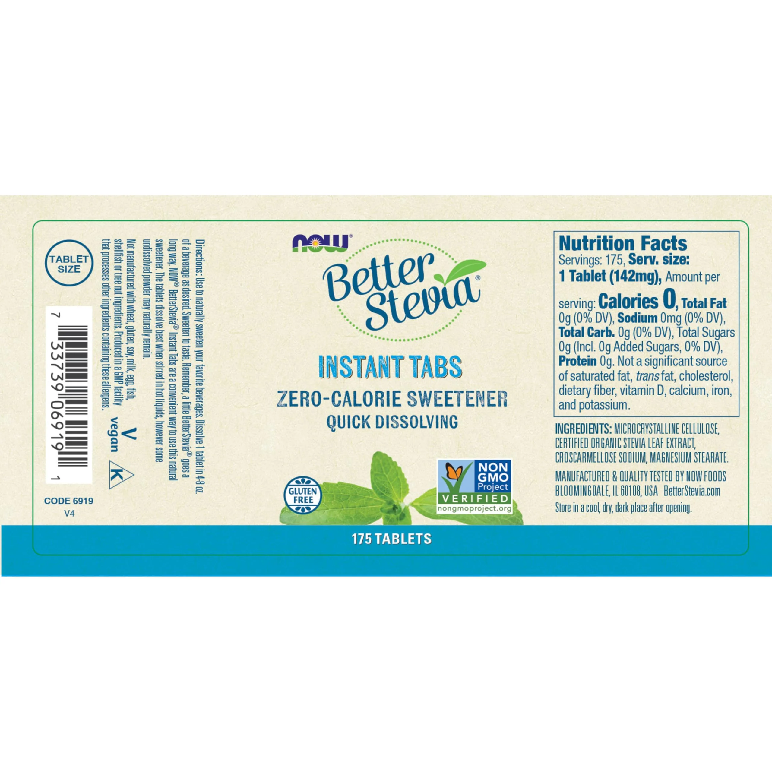 NOW Foods, Better Stevia Instant Tabs, Zero-Calorie Sweetener, Certified Non-GMO, Gluten-Free, 175 Tablets - Image 2