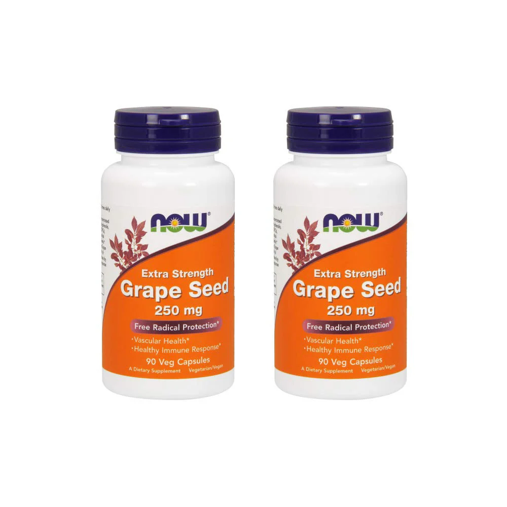 NOW Foods Grape Seed Extract 250mg, 90 Vcaps - (Pack of 2)