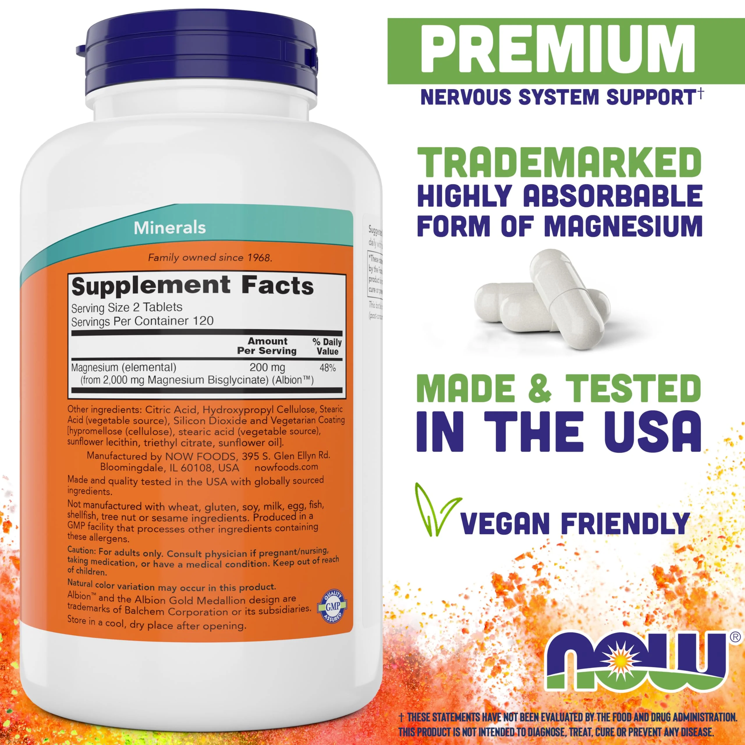 Now Foods Magnesium Glycinate, 240 Tablets - Supports Healthy Muscle and Nerve Functions - Non-GMO - Image 9