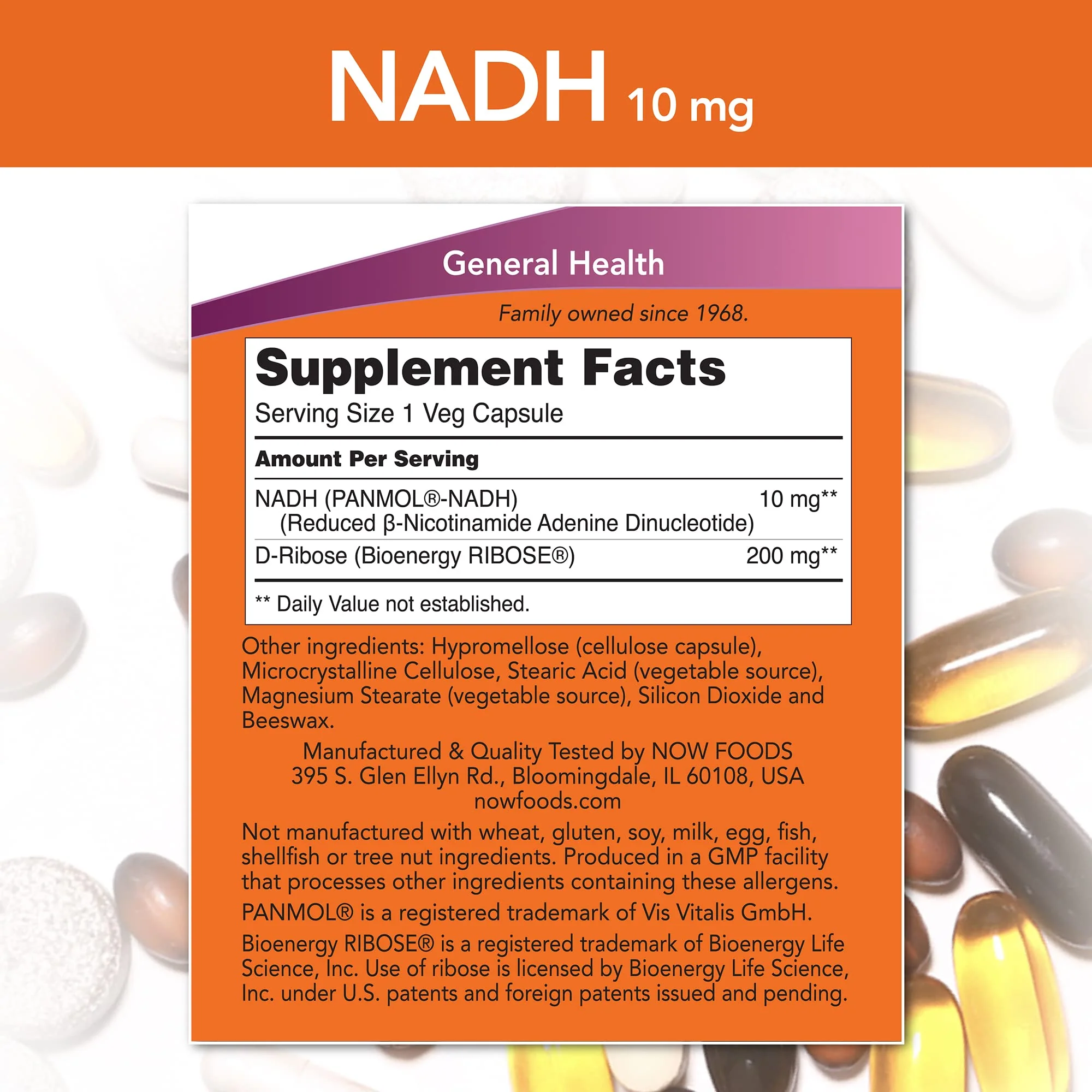 NOW Foods NADH with Ribose, 10 mg, 60 Vcaps - Image 2