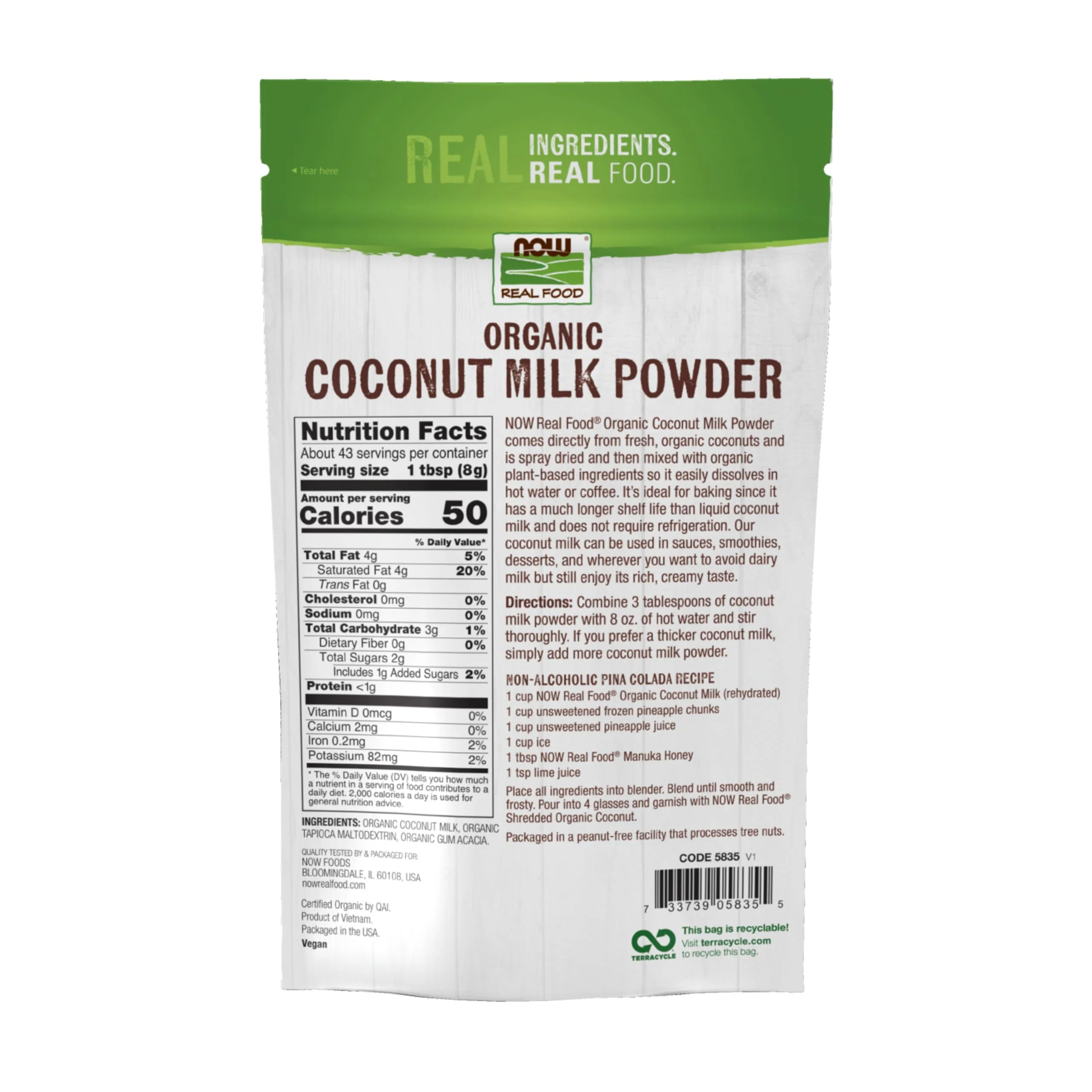NOW Foods, Organic Coconut Milk Powder, Dairy Free/ Vegan, Just Add Water, 12-Ounce - Image 2