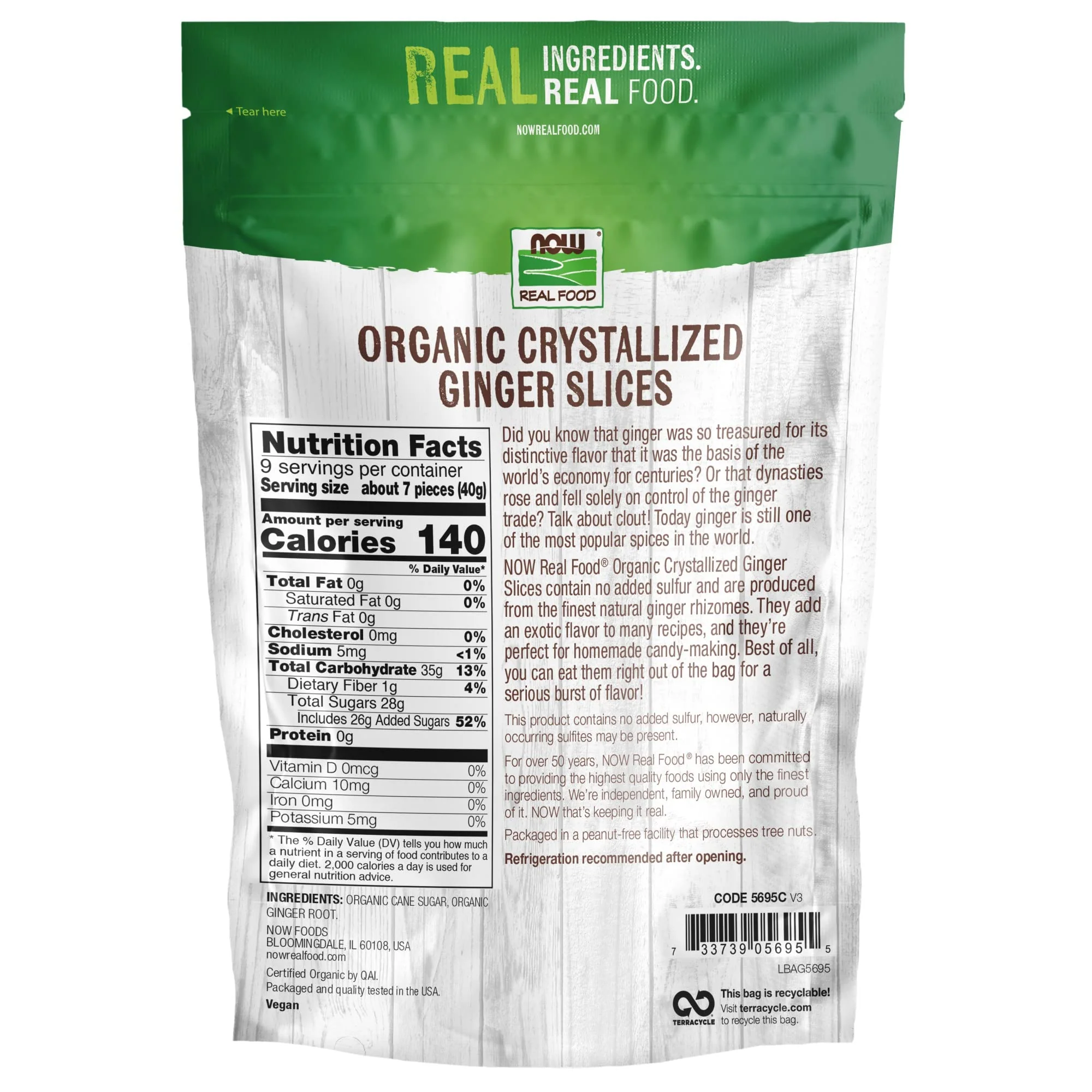 NOW Foods, Organic Crystallized Ginger Slices, Low-Sodium, Sulfur-Free, Preservative-Free and Non-GMO, 16-Ounce (Packaging May Vary) - Image 2