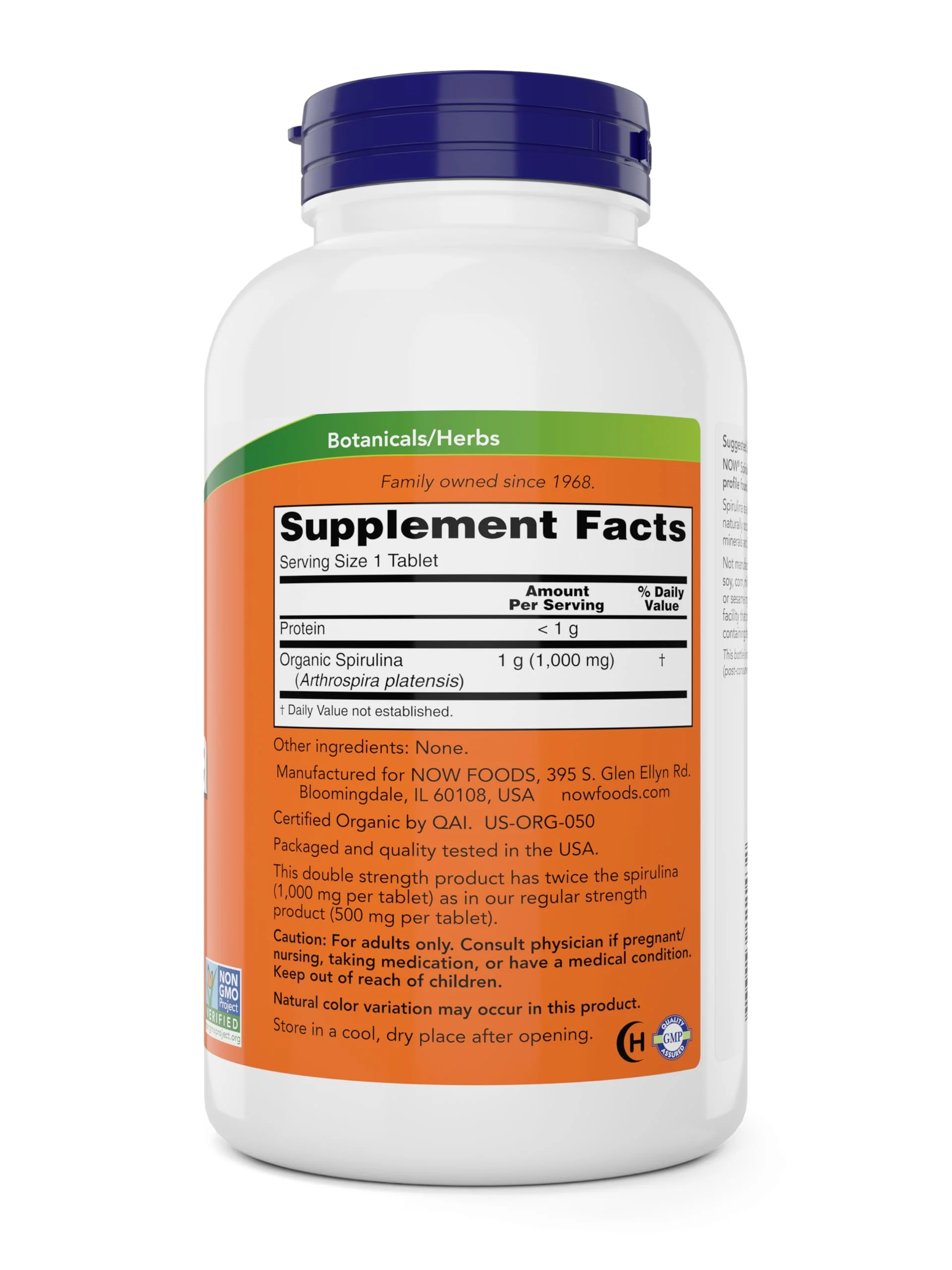 NOW Foods Organic Spirulina 1000mg Tablets - 300 Count - Non-GMO, Super Green Whole Food Supplement - Double Strength - Image 7