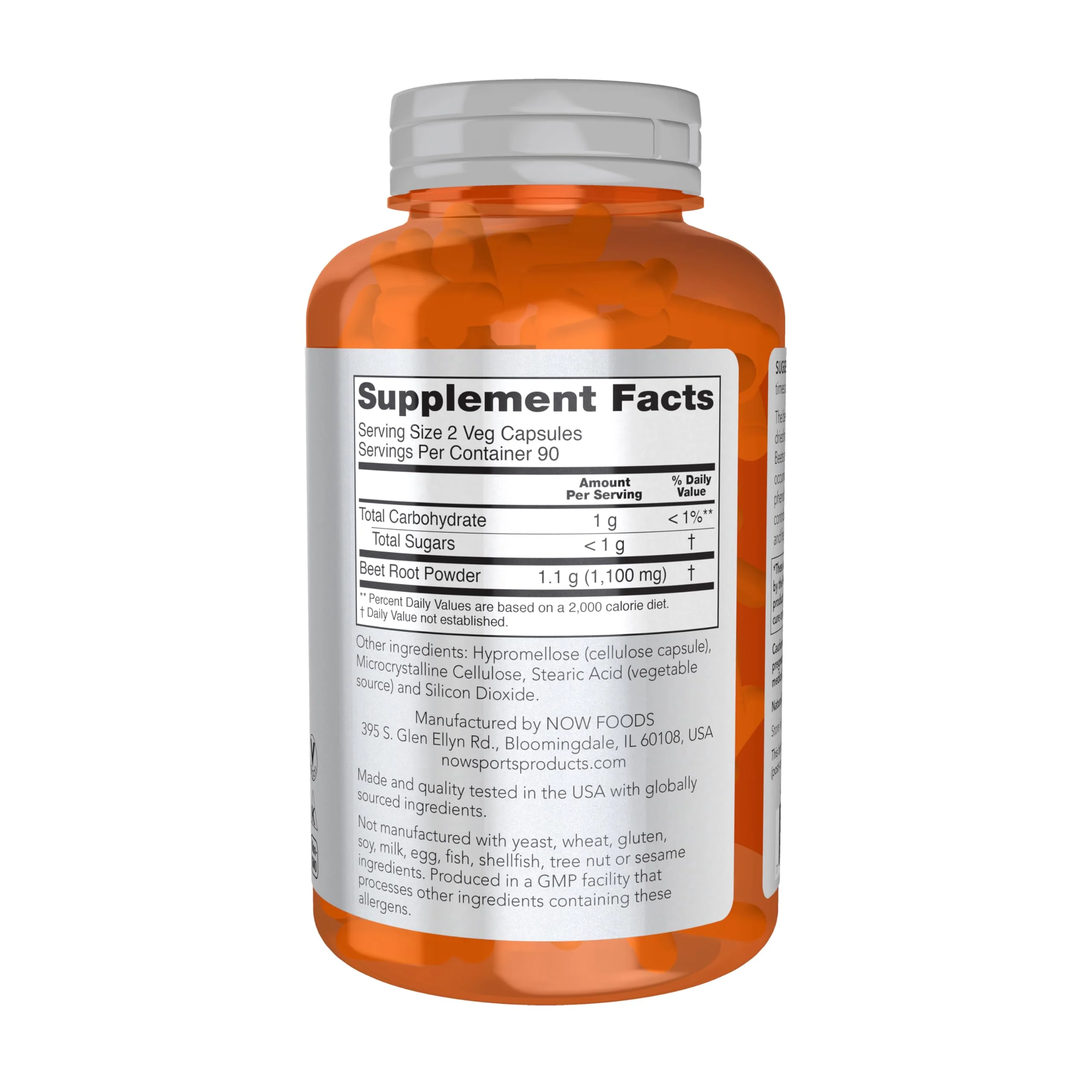 NOW Foods Sports, Beet Root Veg, Sports Nutrition, Immune System Support*, 550 MG, Naturally Occurring Nitrates, 180 Veg Capsules - Image 2