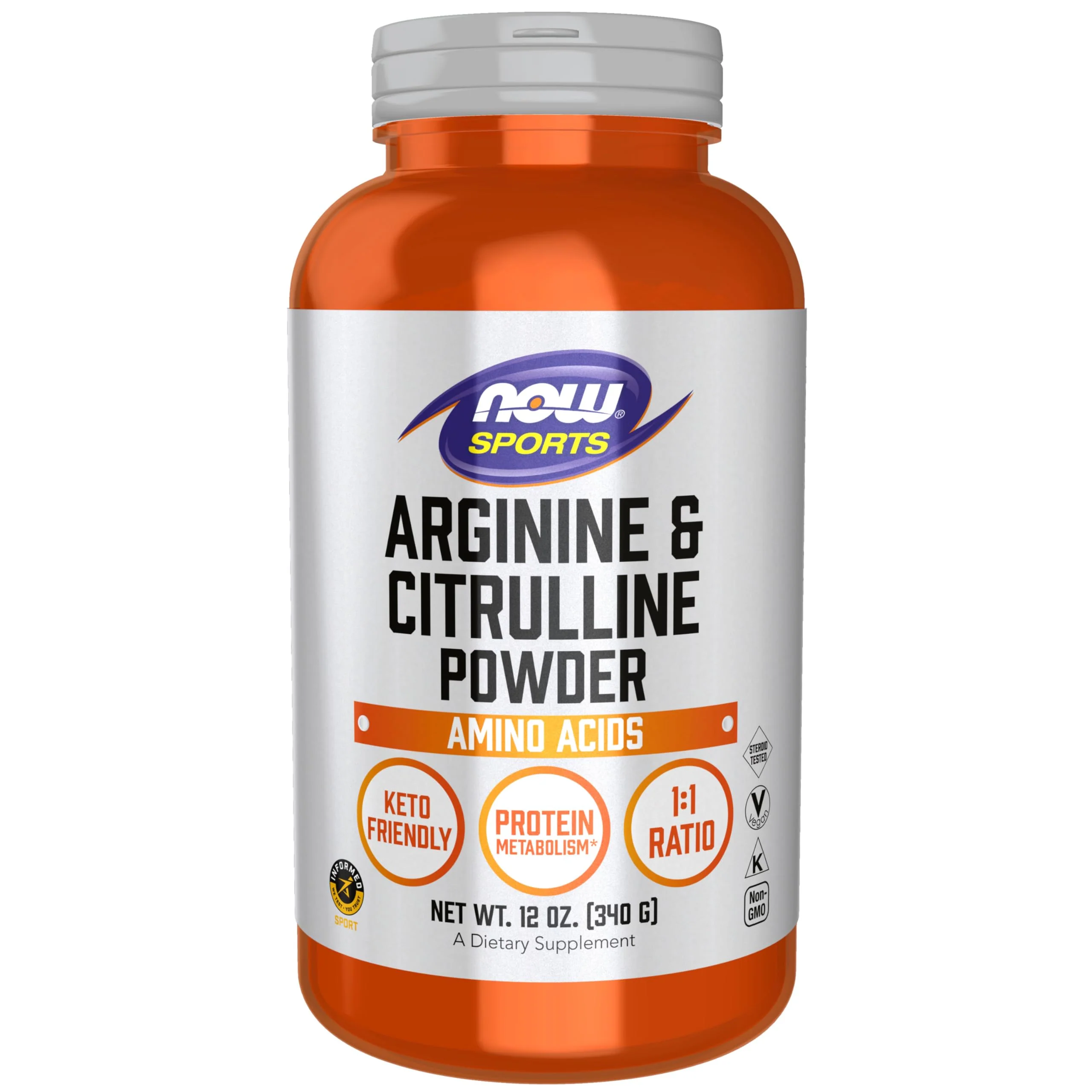 NOW Foods Sports Nutrition, Arginine & Citrulline Powder, 1:1 Ratio, Amino Acid, 12-Ounce