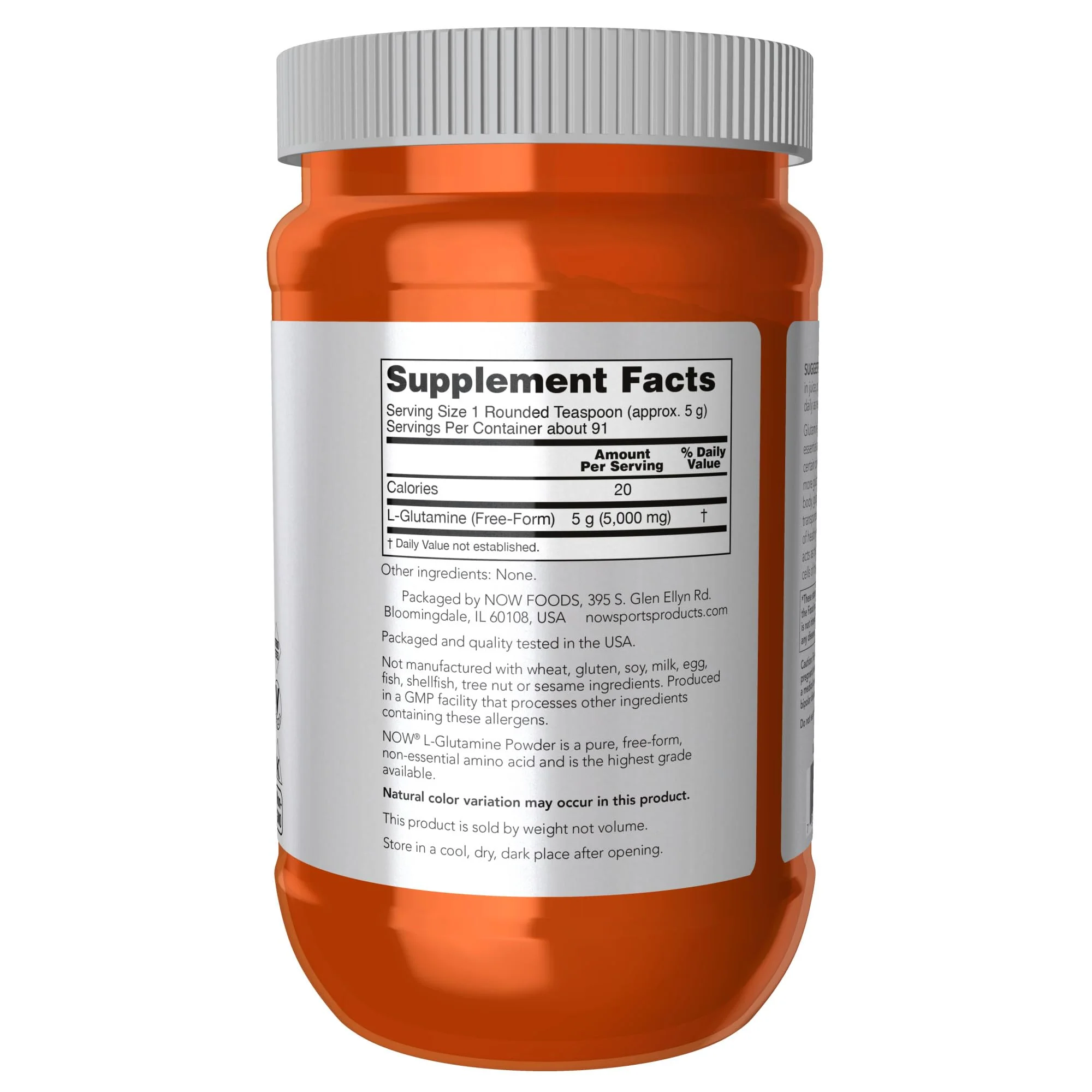 NOW Foods Sports Nutrition, L-Glutamine Pure Powder, Nitrogen Transporter*, Amino Acid, 1-Pound - Image 5