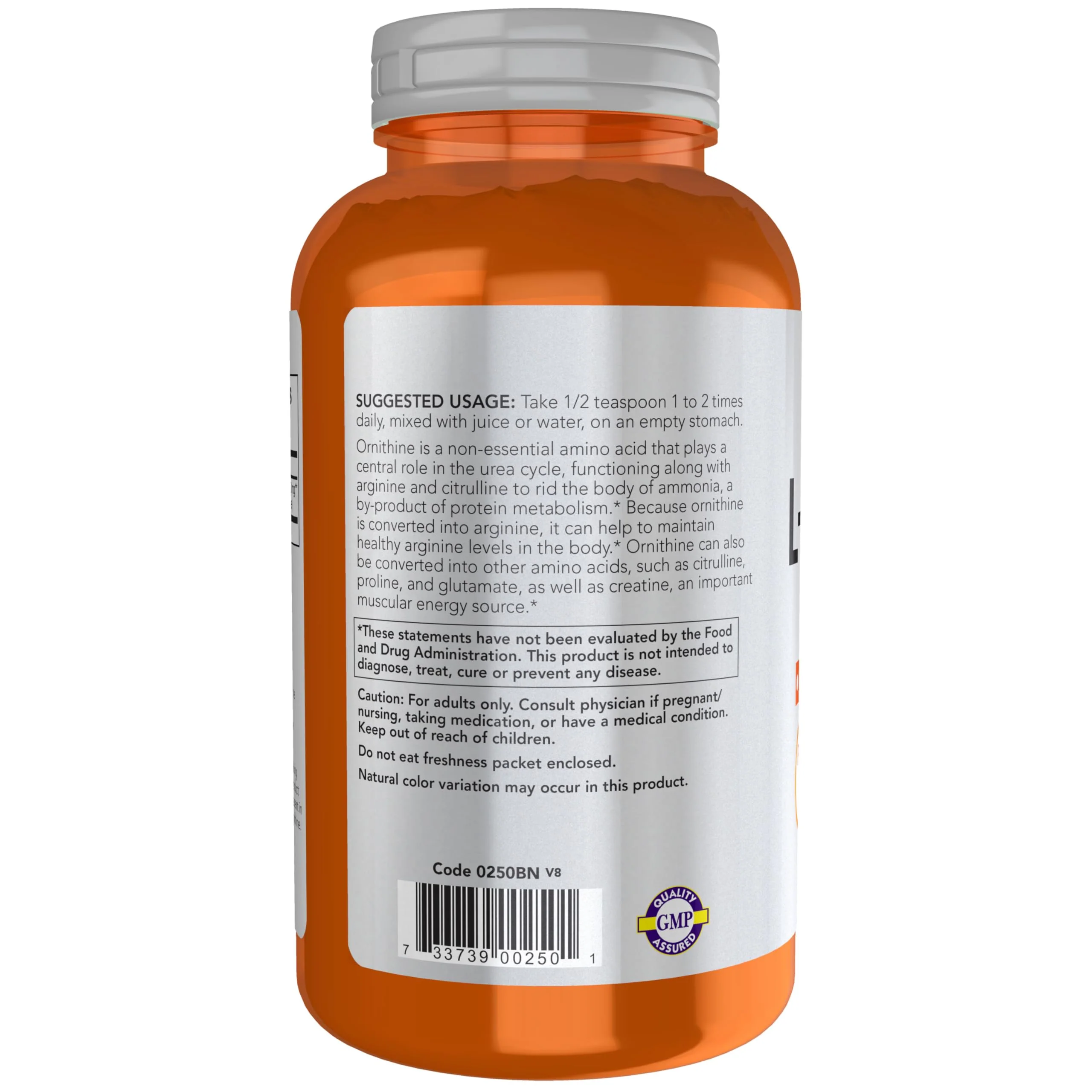 NOW Foods Sports Nutrition, L- Ornithine Powder, Protein Metabolism* and Urea Detox*, Amino Acids, 8-Ounce - Image 4