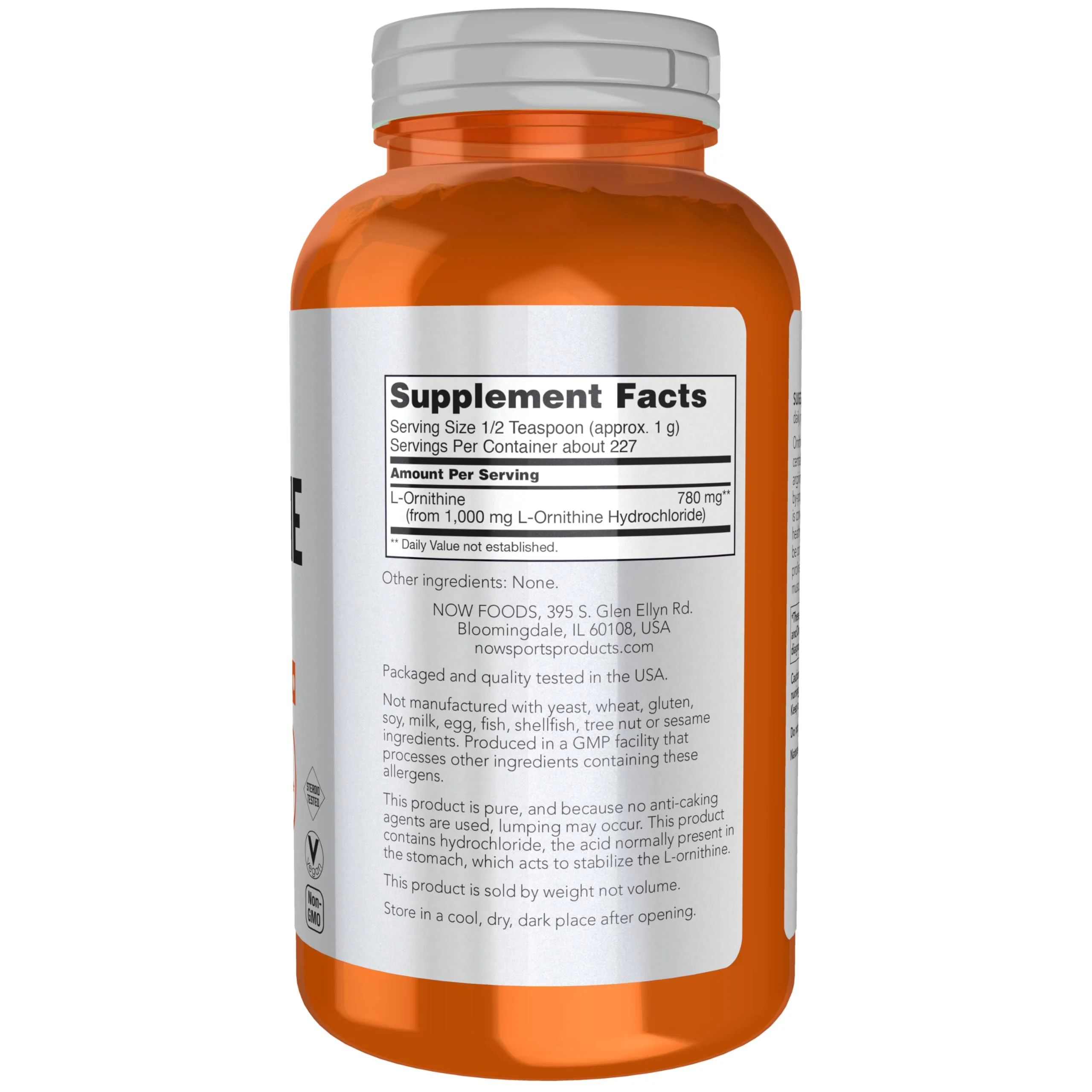 NOW Foods Sports Nutrition, L- Ornithine Powder, Protein Metabolism* and Urea Detox*, Amino Acids, 8-Ounce - Image 5