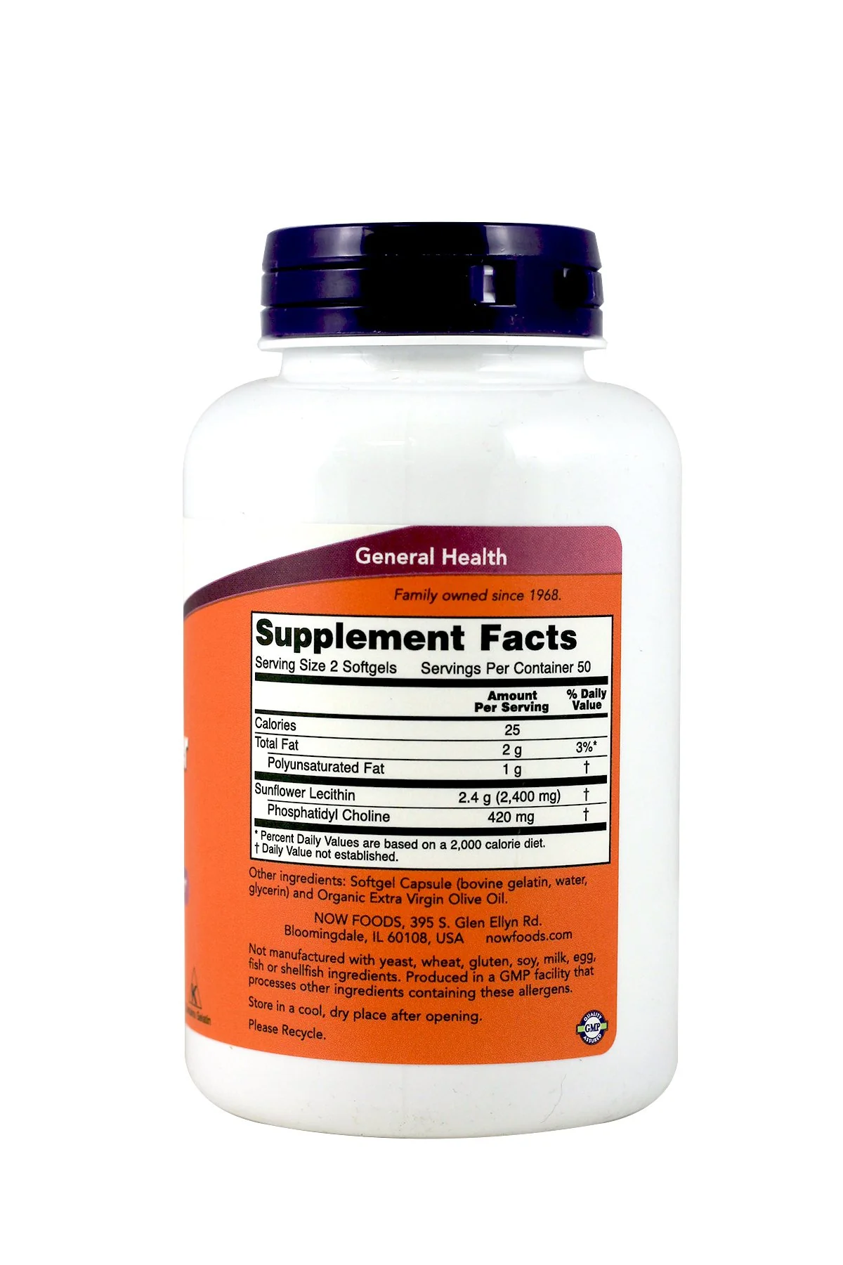 NOW Foods Sunflower Lecithin 1,200 Mg Softgels, 2 Pk - Image 2