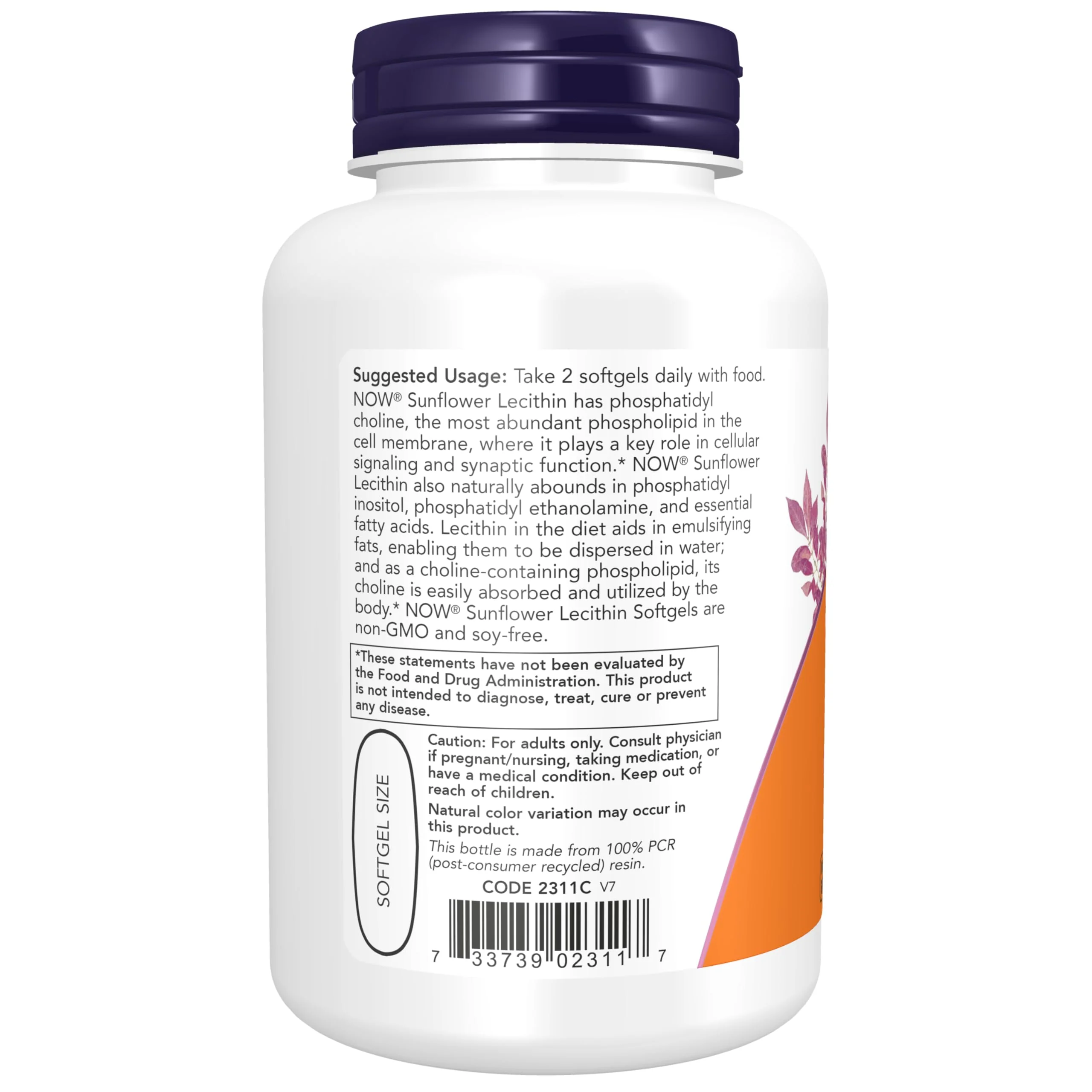 NOW FOODS Sunflower Lecithin 1200MG, 100 Count - Image 3