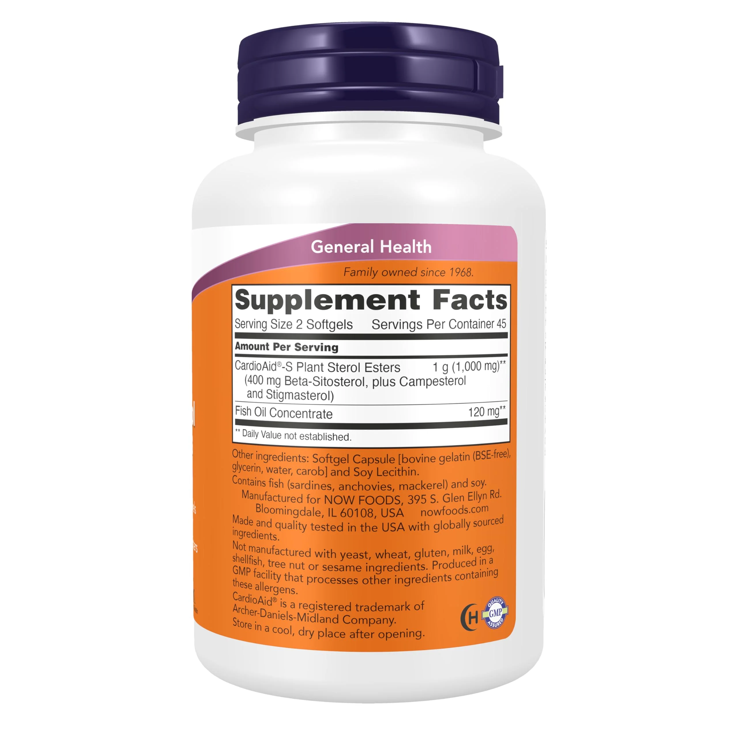 NOW Foods Supplements, Beta-Sitosterol Plant Sterols with CardioAid®-S Plant Sterol Esters and Added Fish Oil, 90 Softgels - Image 2