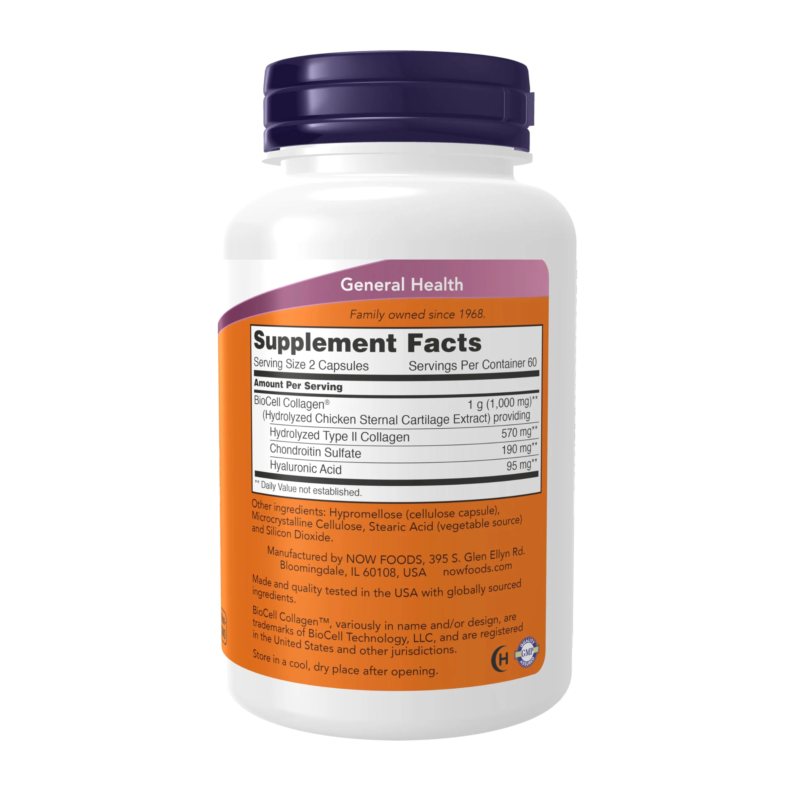 NOW Foods Supplements, BioCell Collagen® Hydrolyzed Type II, Clinically Validated, 120 Veg Capsules - Image 8