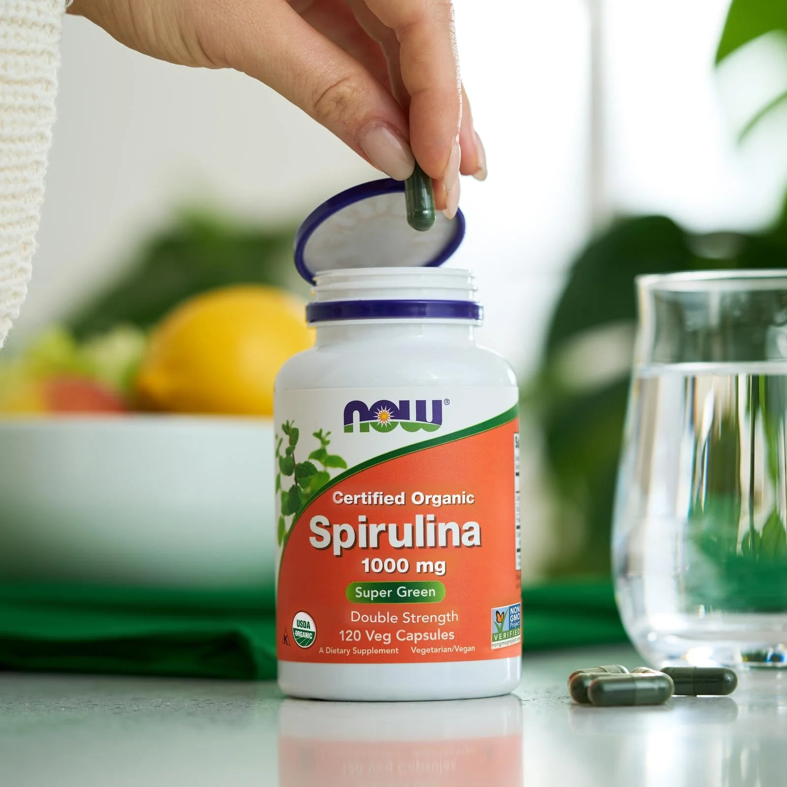 NOW Foods Supplements, Certified Organic, Spirulina 1000 mg (Double Strength), Rich in Beta-Carotene (Vitamin A) and B-12 with naturally occurring GLA , 120 Tablets - Image 4