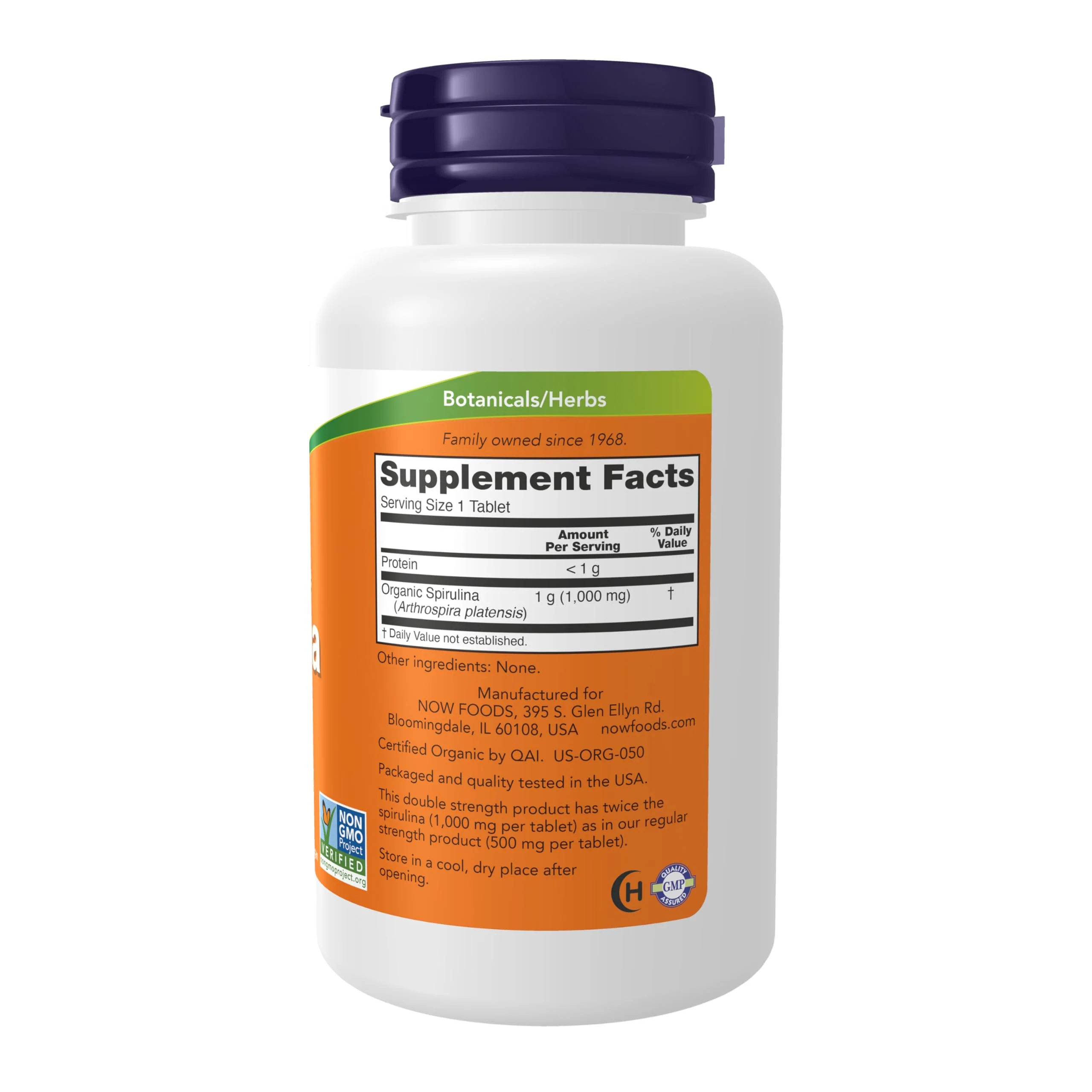 NOW Foods Supplements, Certified Organic, Spirulina 1000 mg (Double Strength), Rich in Beta-Carotene (Vitamin A) and B-12 with naturally occurring GLA , 120 Tablets - Image 8