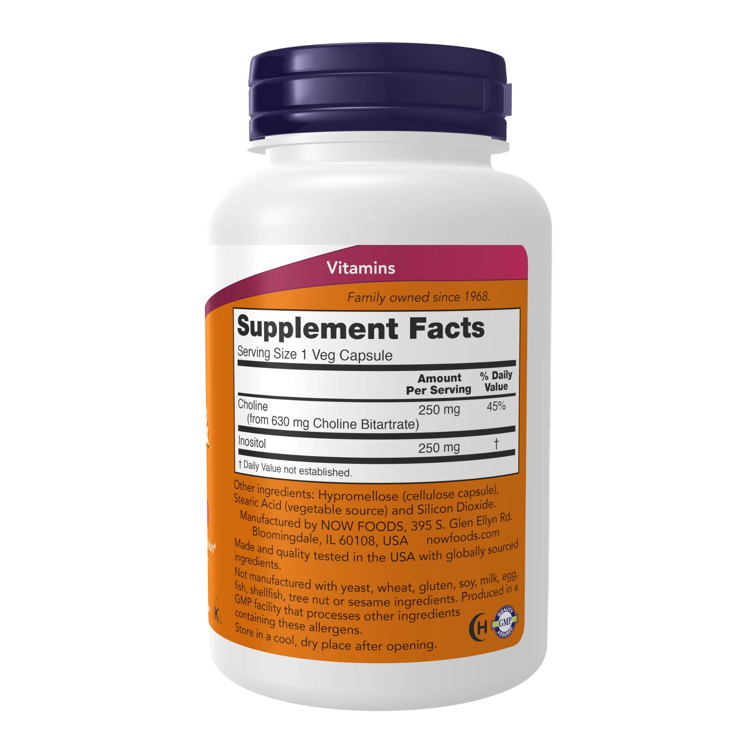 NOW Foods Supplements, Choline & Inositol 500 mg, Healthy Nerve Transmission*, Nervous System Health*, 100 Capsules - Image 7