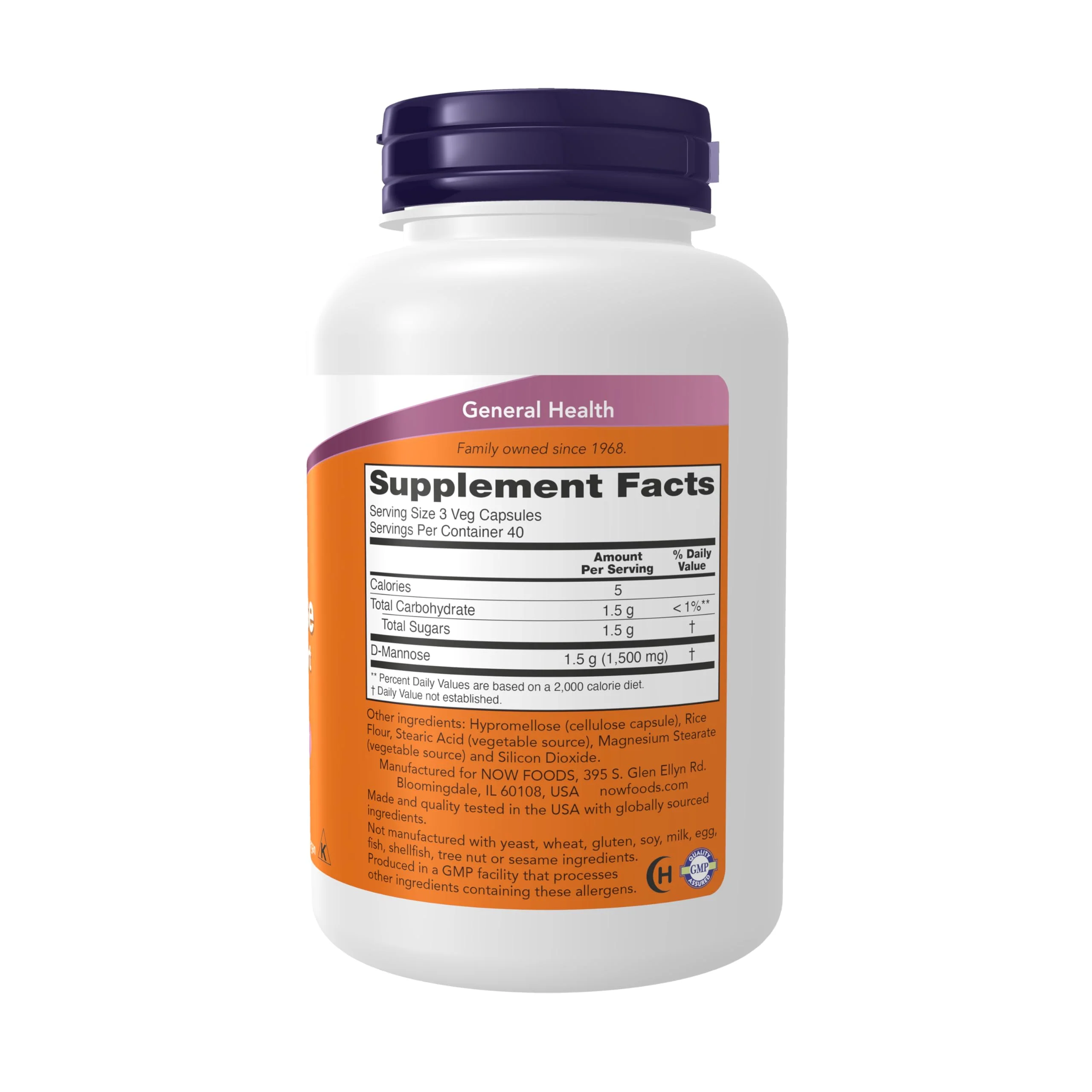NOW Foods Supplements, D-Mannose 500 mg, Non-GMO Project Verified, Healthy Urinary Tract*, 120 Veg Capsules - Image 7