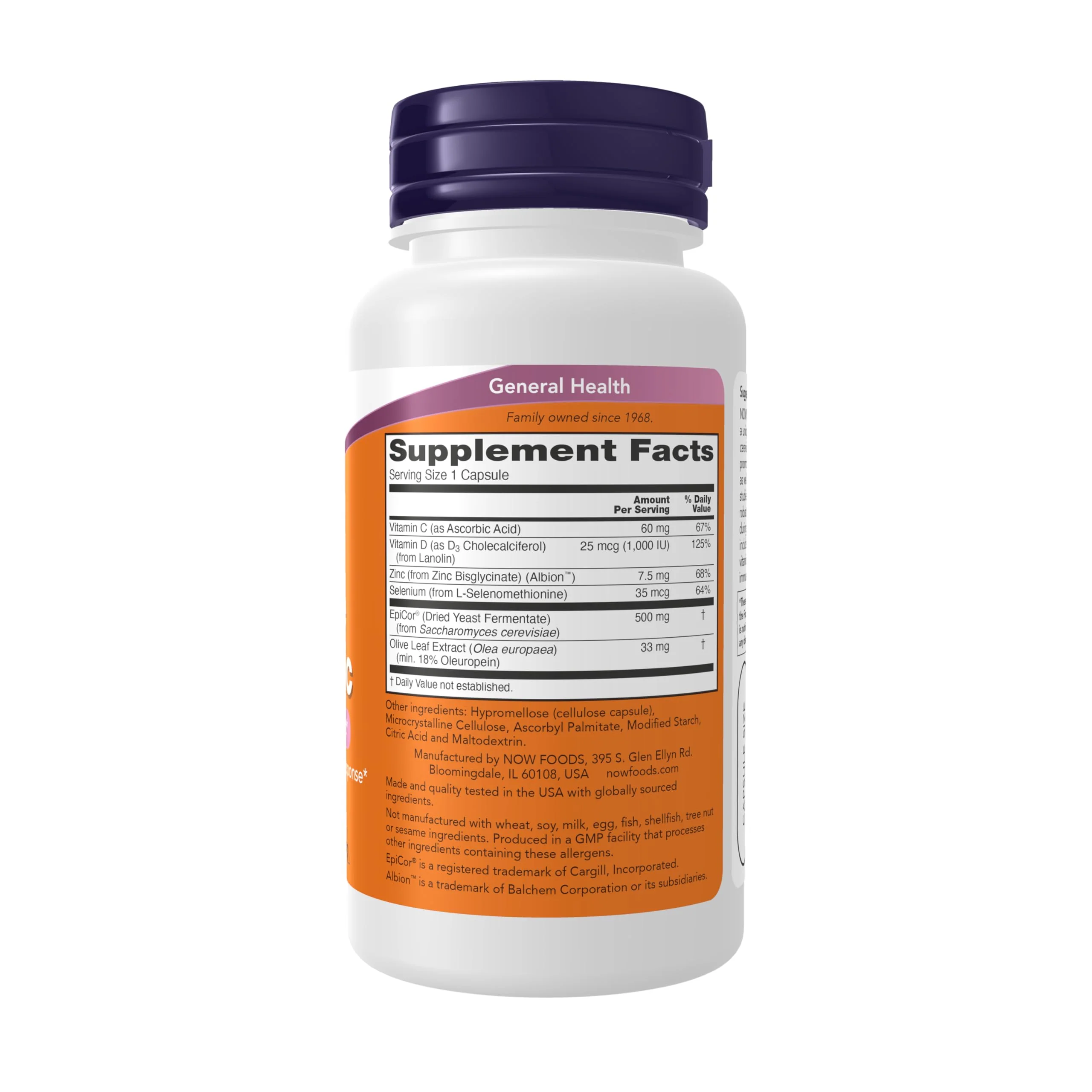 NOW Foods Supplements, EpiCor® Plus Immunity with Vitamin C, Healthy Immune Support*, 60 Veg Capsules - Image 2
