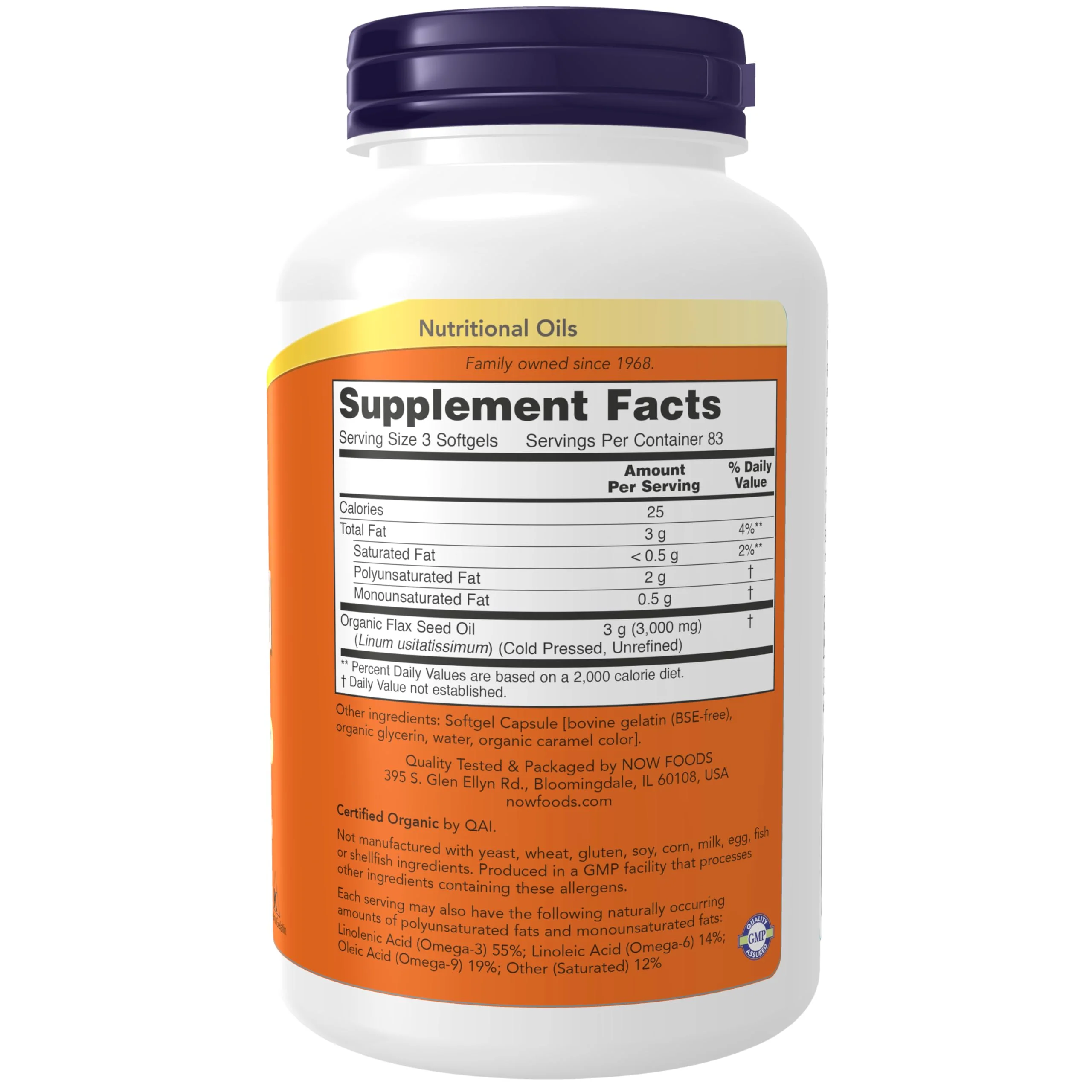 NOW Foods Supplements, Flax Oil 1,000 mg made with Organic Flax Oil, Cardiovascular Support*, 250 Softgels - Image 7