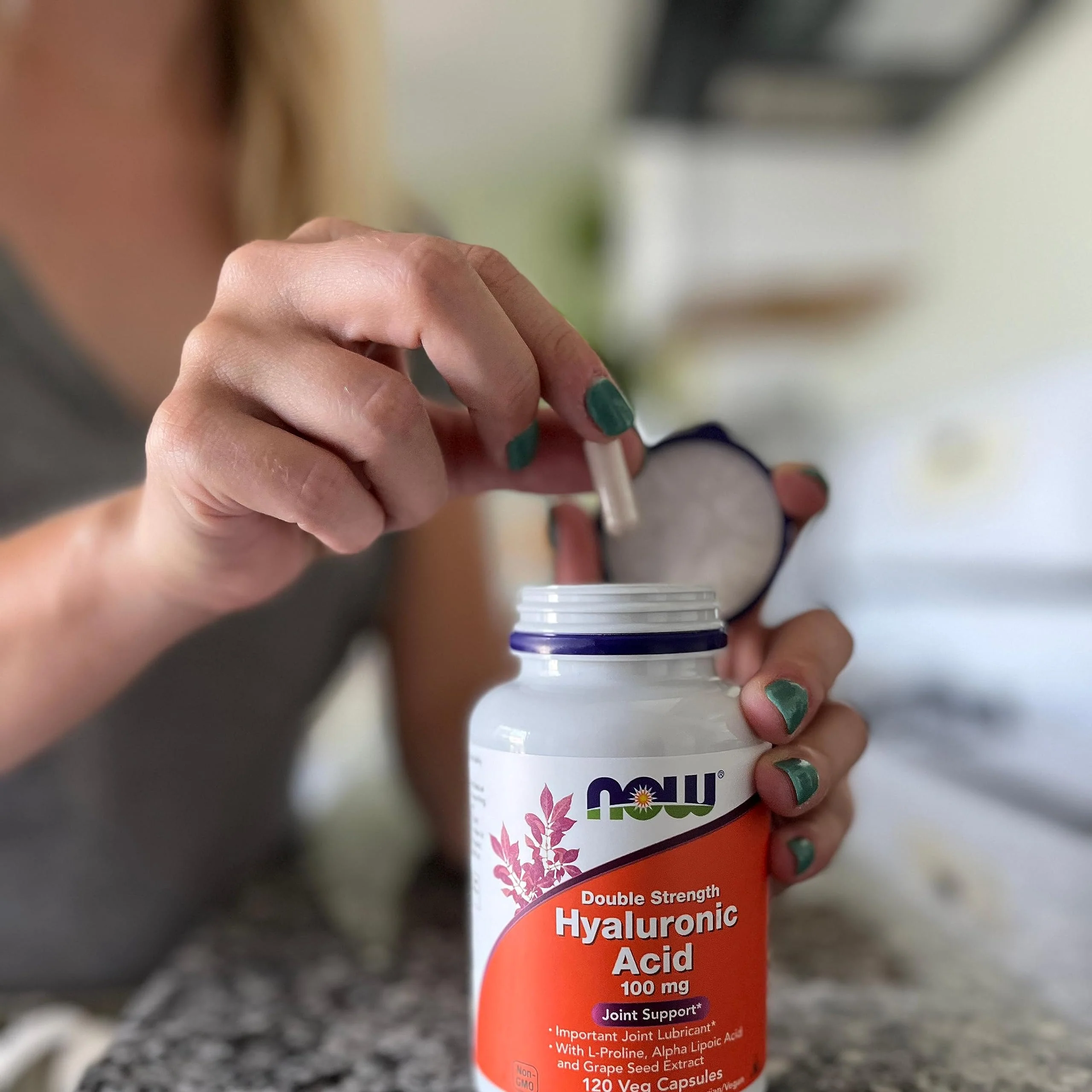 NOW Foods Supplements, Hyaluronic Acid 100 mg, Double Strength with L-Proline, Alpha Lipoic Acid and Grape Seed Extract, 120 Veg Capsules - Image 4