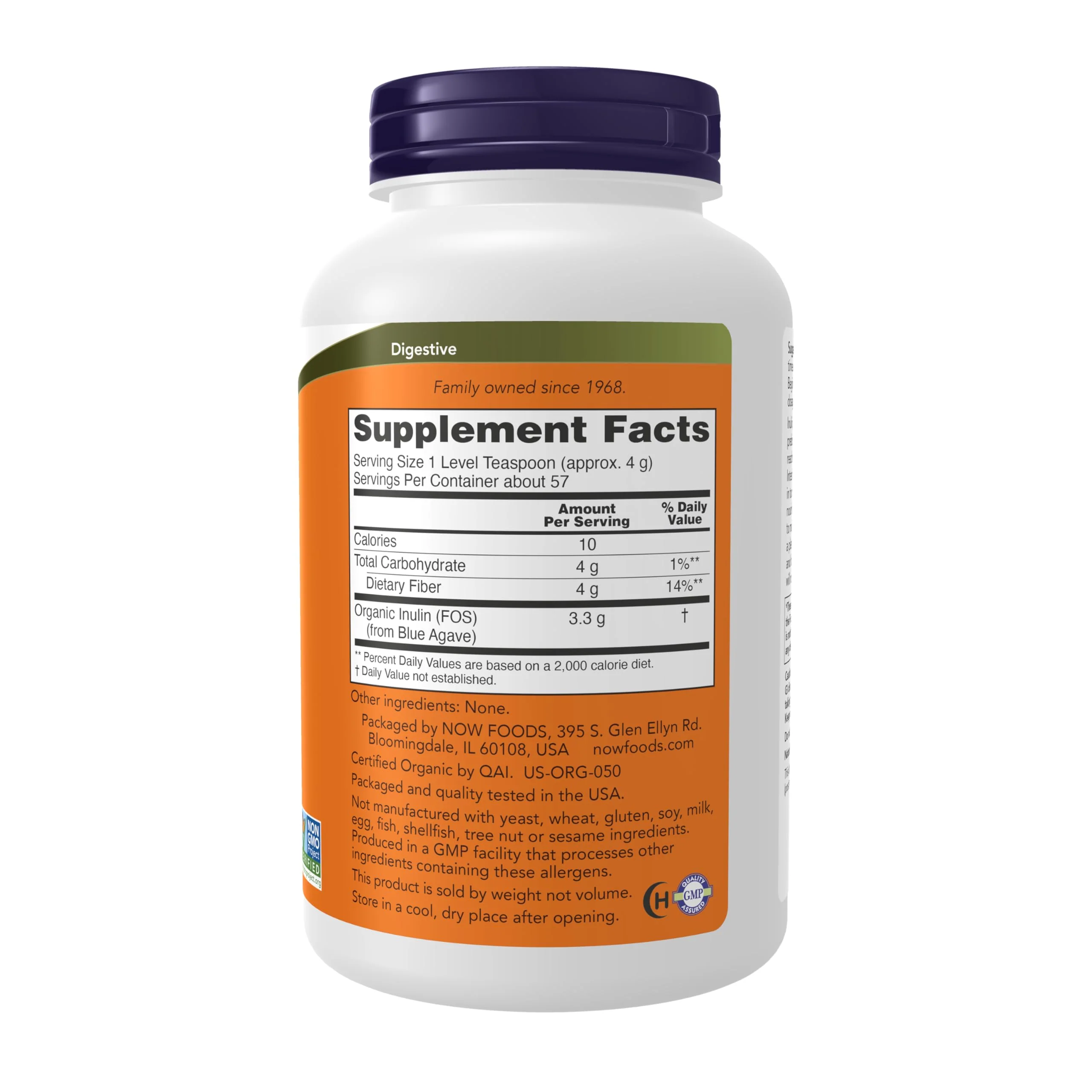 NOW Foods Supplements, Inulin Prebiotic Pure Powder, Certified Organic, Non-GMO Project Verified, Intestinal Support*, 8-Ounce - Image 8