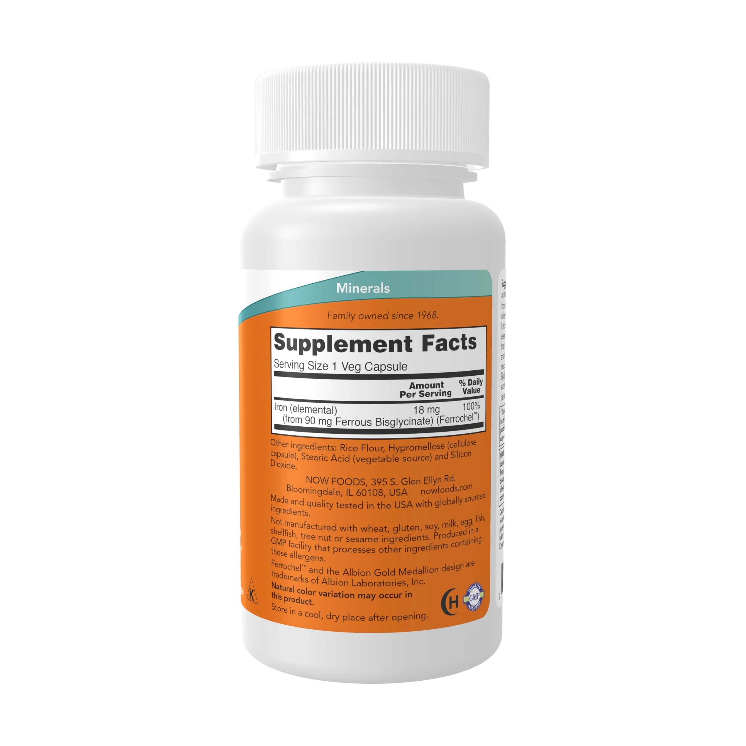 NOW Foods Supplements, Iron 18 mg, Non-Constipating*, Essential Mineral, 120 Veg Capsules - Image 7
