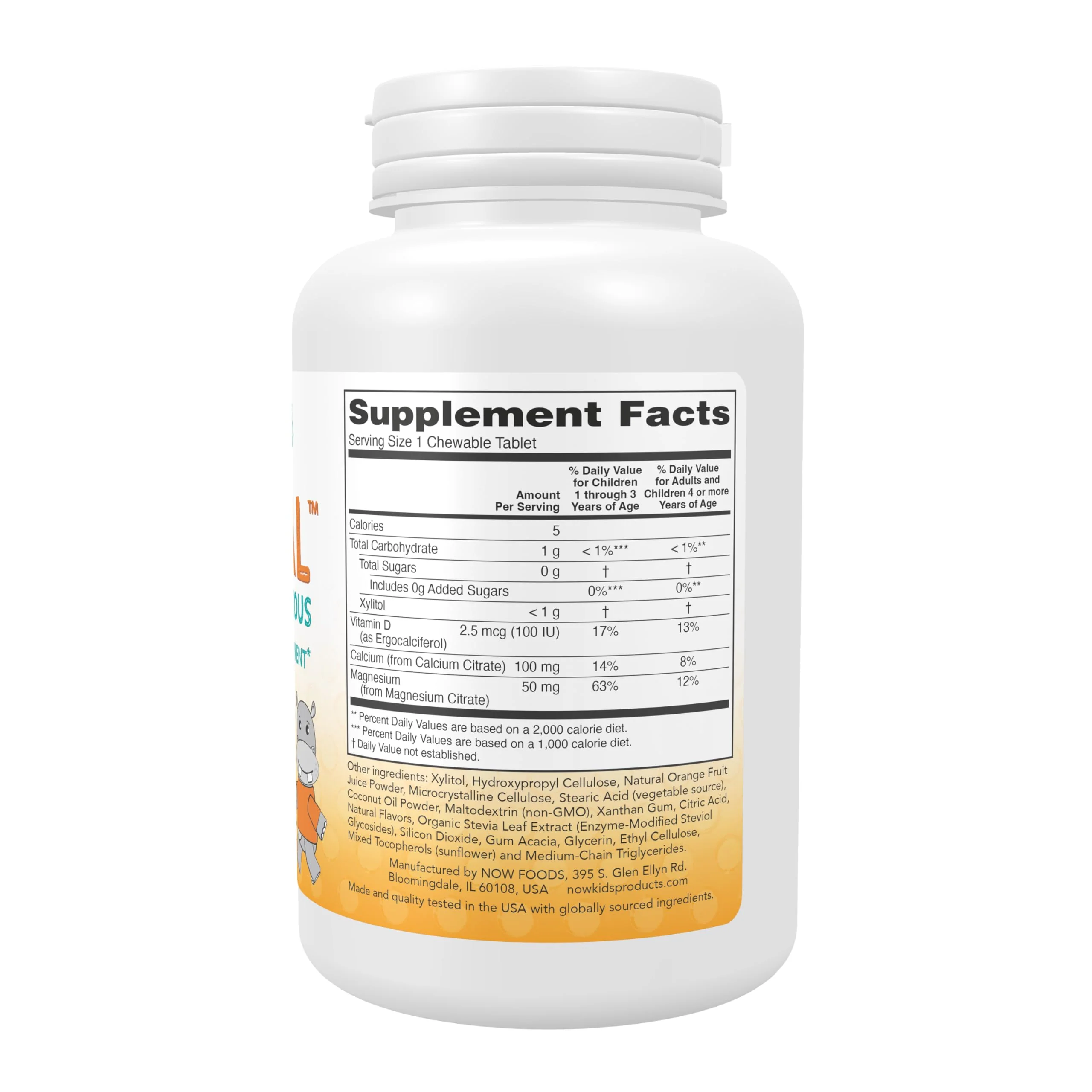 NOW Foods Supplements, Kid Cal with Calcium Citrate, Magnesium and Vitamin D, Tart Orange, 100 Chewables, packaging may vary - Image 7