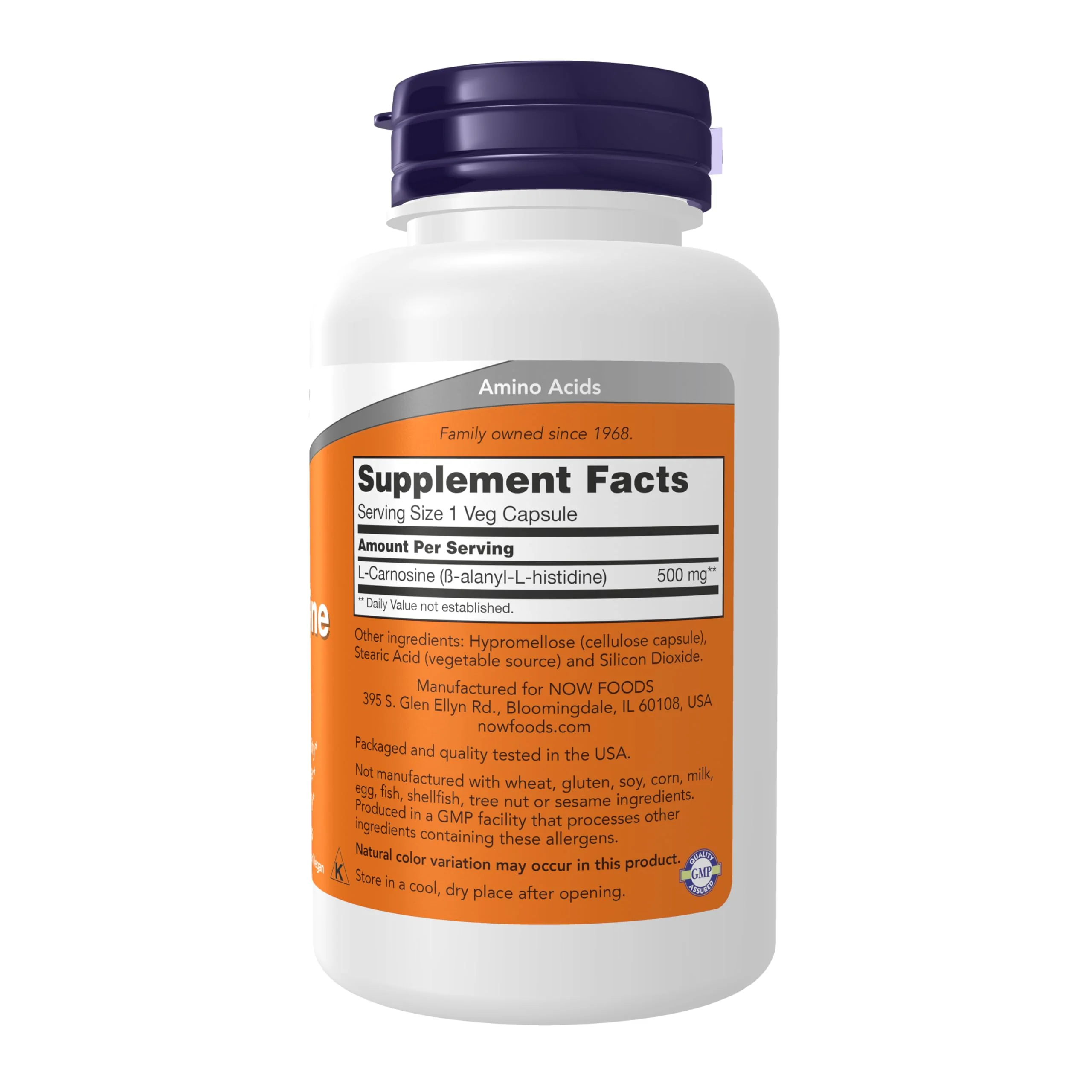 NOW Foods Supplements, L-Carnosine (Beta-Alanyl-L-Histidine) 500 mg, Healthy Aging, 100 Veg Capsules - Image 7