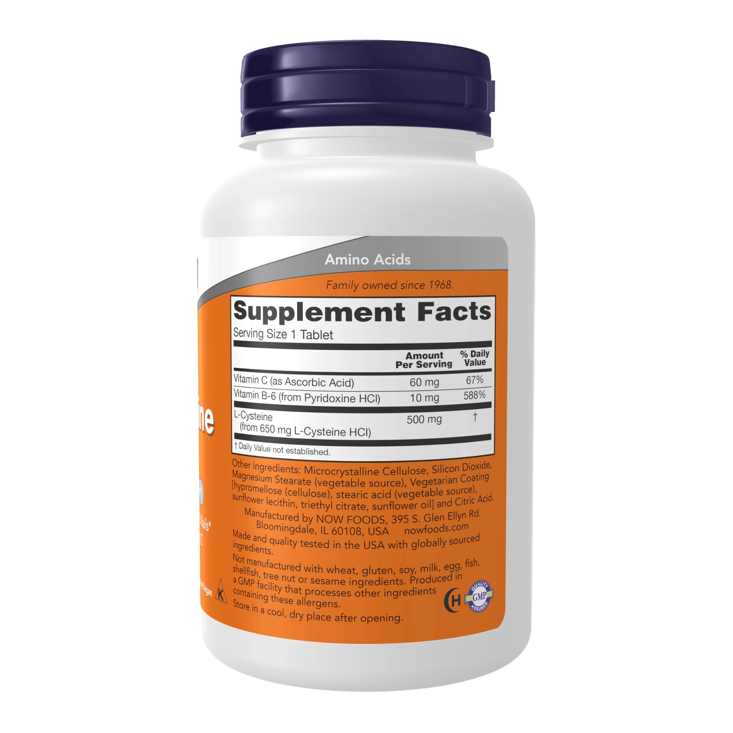 NOW Foods Supplements, L-Cysteine 500 mg with Vitamins B-6 and C, Structural Support*, 100 Tablets - Image 7