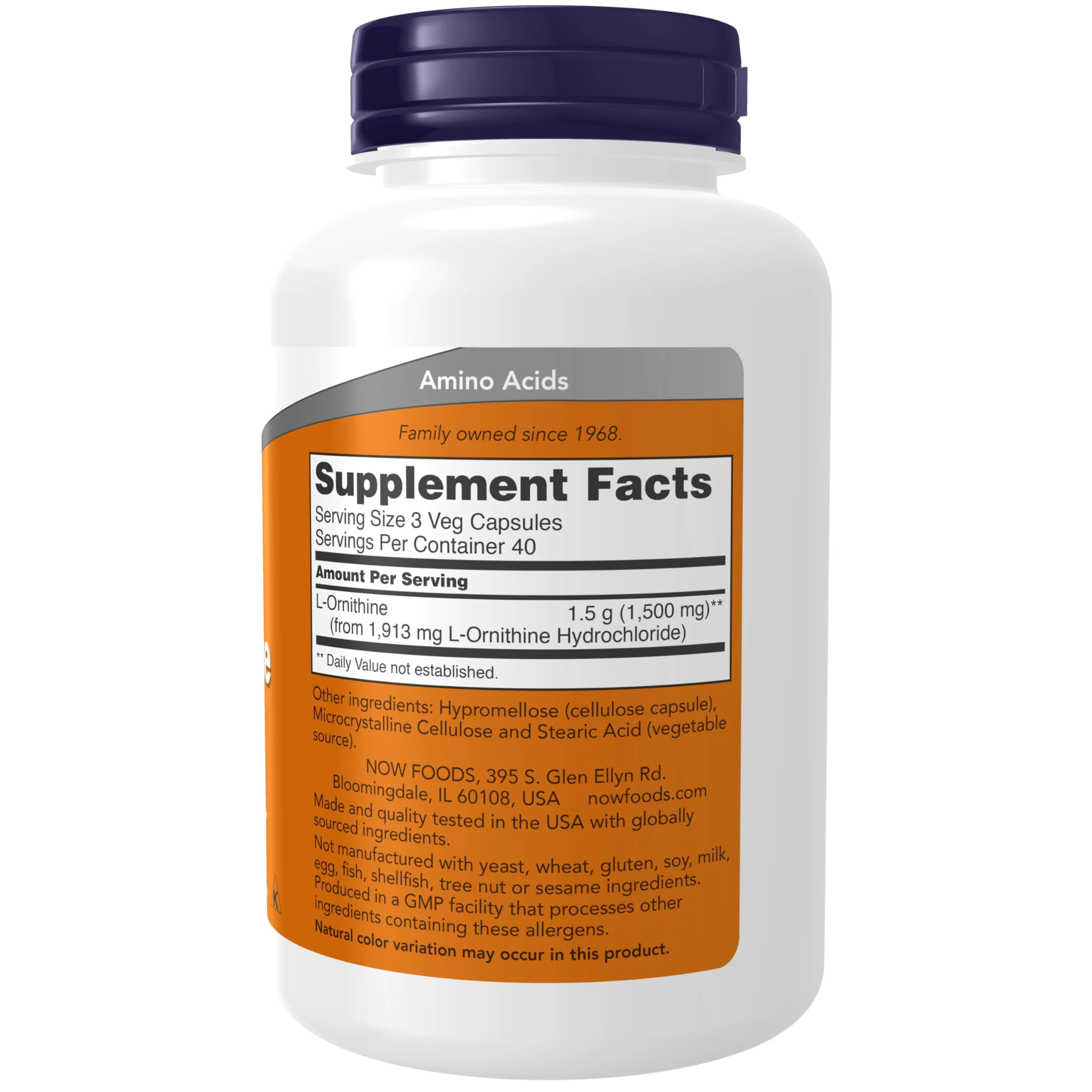NOW Foods Supplements, L-Ornithine (L-Ornithine Hydrochloride) 500 mg, Amino Acid, 120 Veg Capsules - Image 8