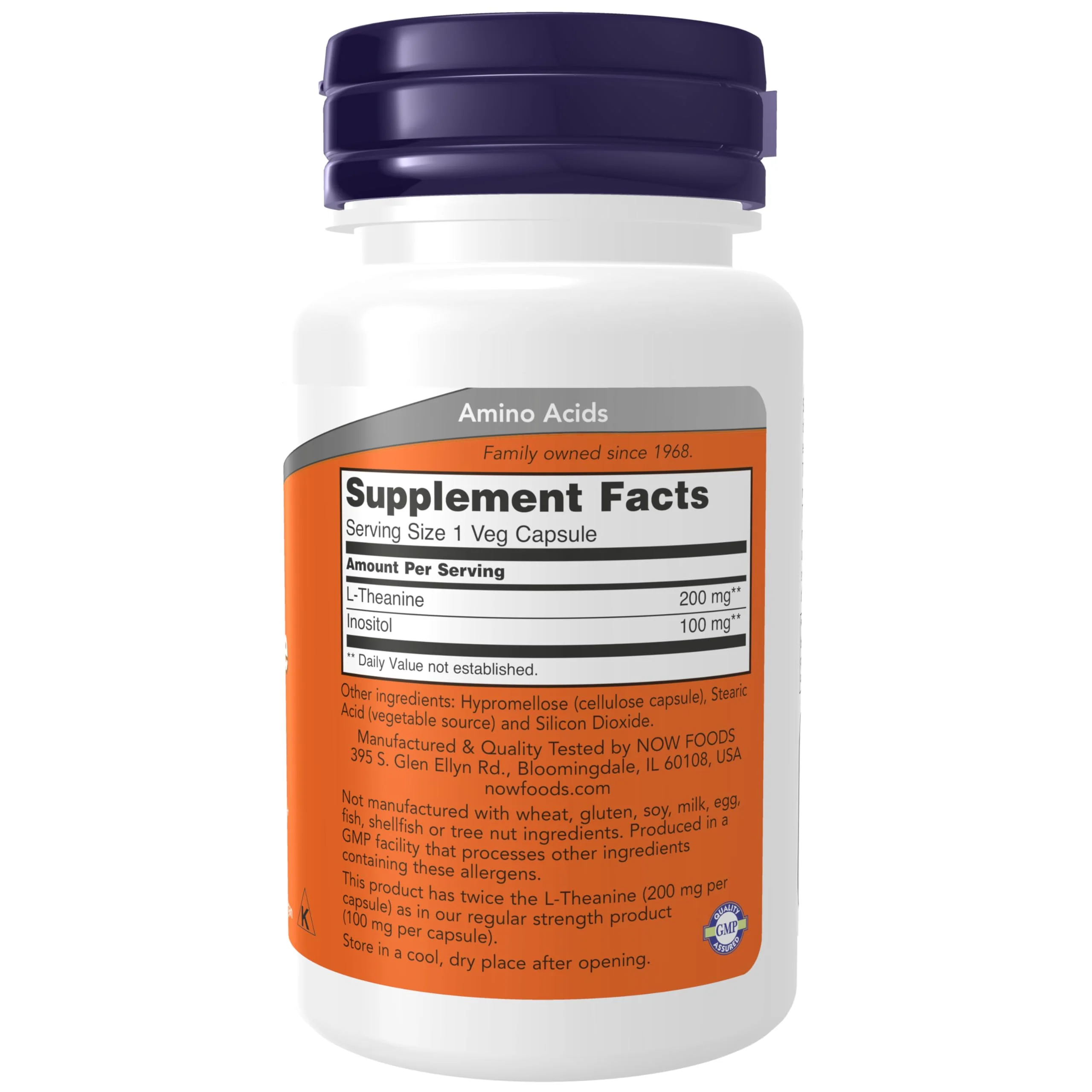 NOW Foods Supplements, L-Theanine 200 mg with Inositol, Stress Management*, 60 Veg Capsules - Image 8