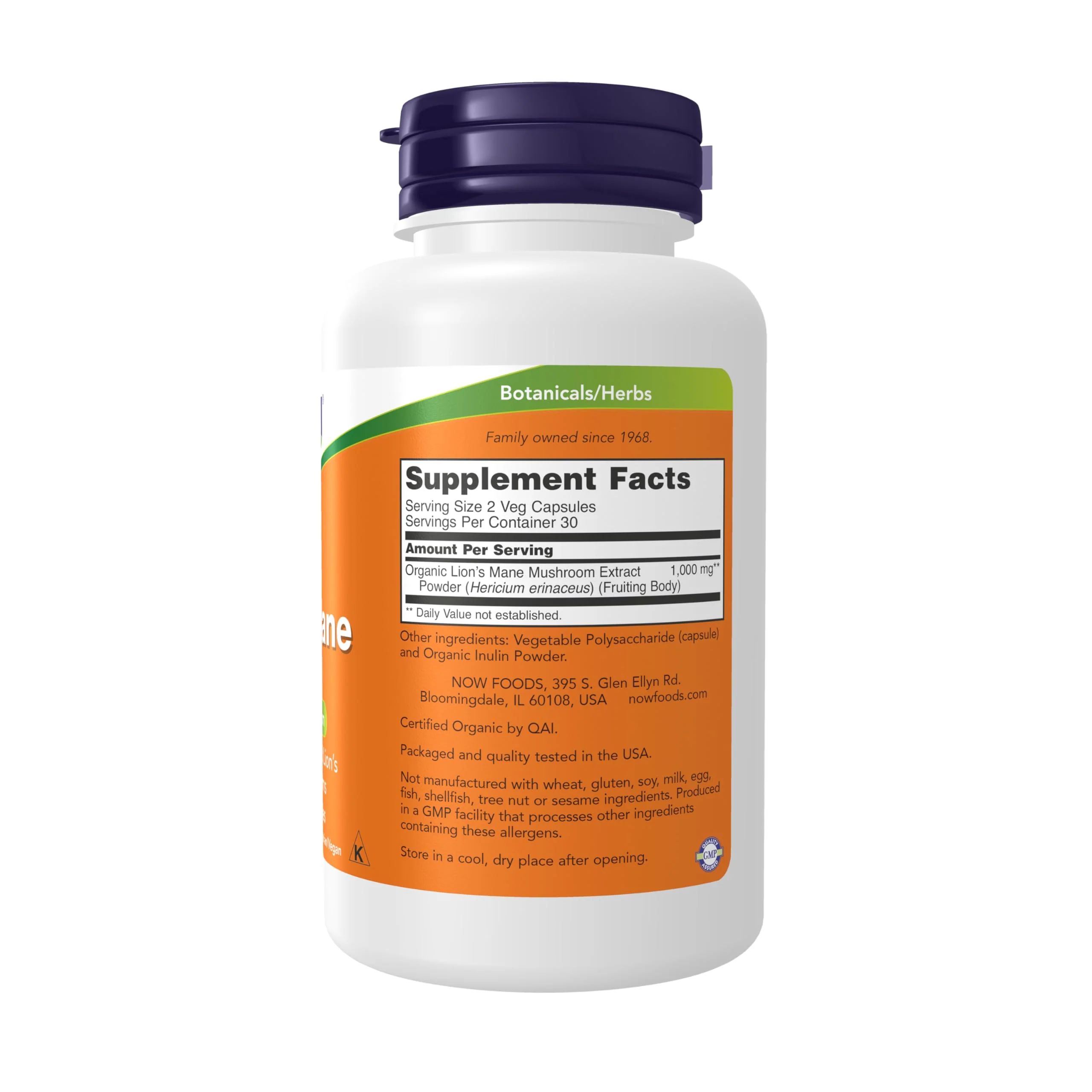 NOW Foods Supplements, Lion's Mane 500 mg, Super Mushroom, Made with Organic Lion's Mane Mushrooms, 60 Veg Capsules - Image 8