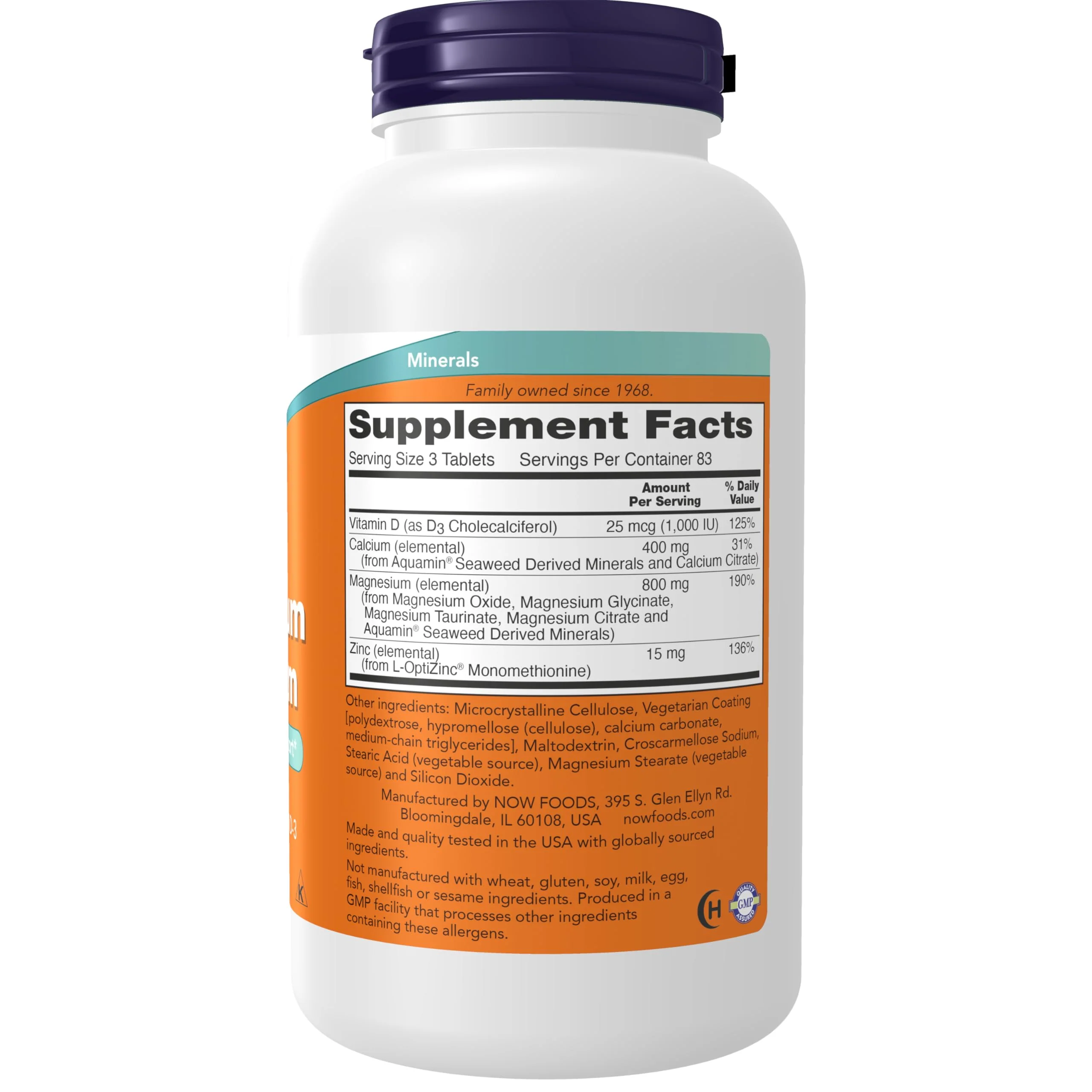 NOW Foods Supplements, Magnesium & Calcium, With Zinc and Vitamin D-3, Nerve and Bone Support*, 250 Tablets - Image 7
